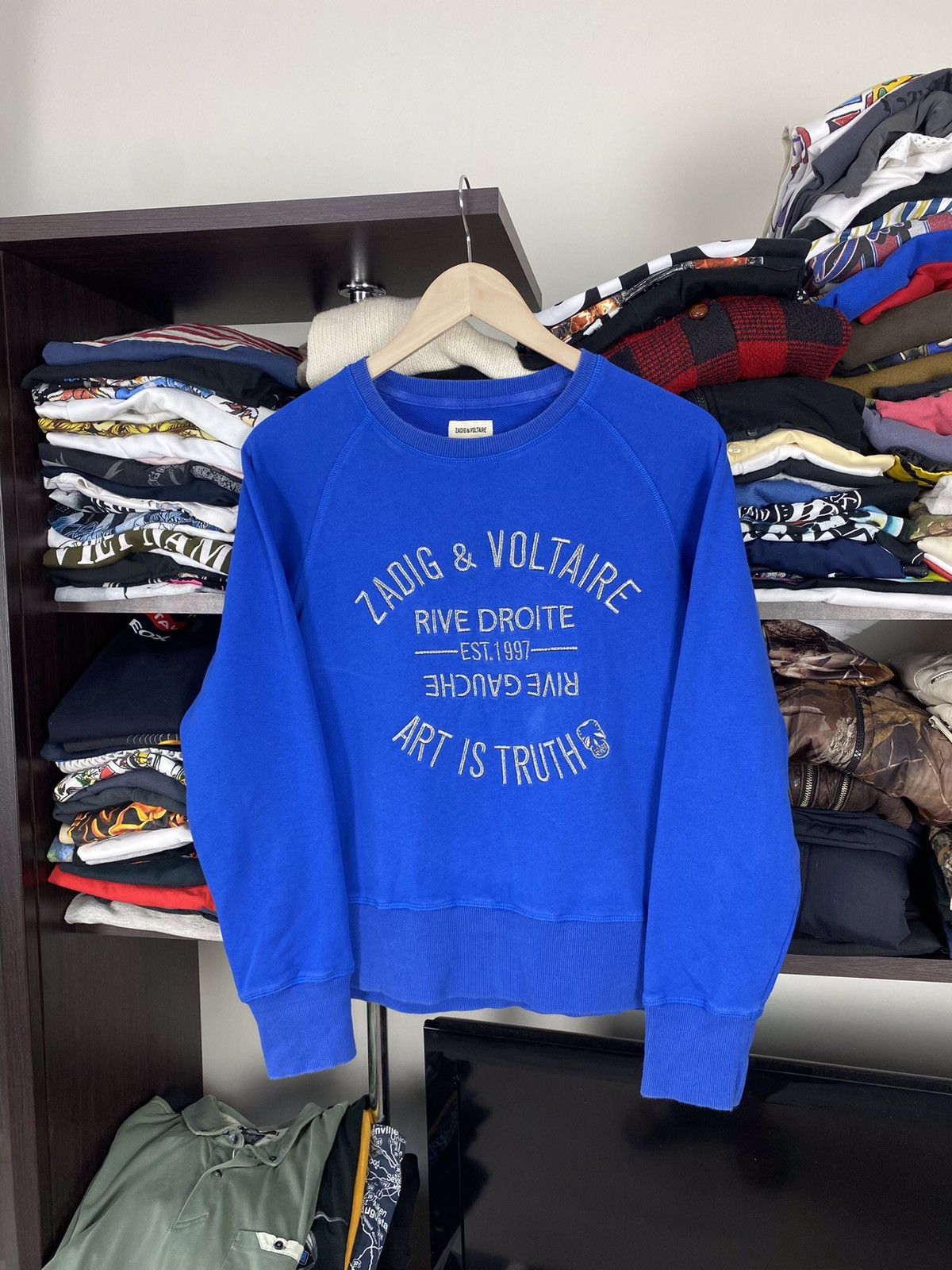 Zadig and voltaire retailer blue crewneck no flaws