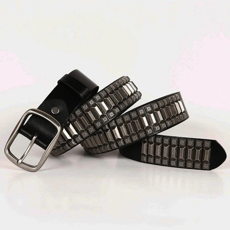 Designer 105cm Cowboy Motorcycle Jeans Heavy Metal Rivet Belts Size ONE SIZE - 1 Thumbnail