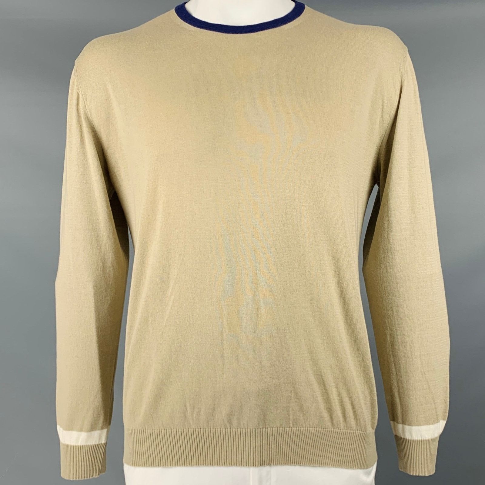 Etro ETRO Size XXL Khaki Knit Cotton Cashmere Crew Neck Pullover Size US XXL / EU 58 / 5 - 1 Thumbnail