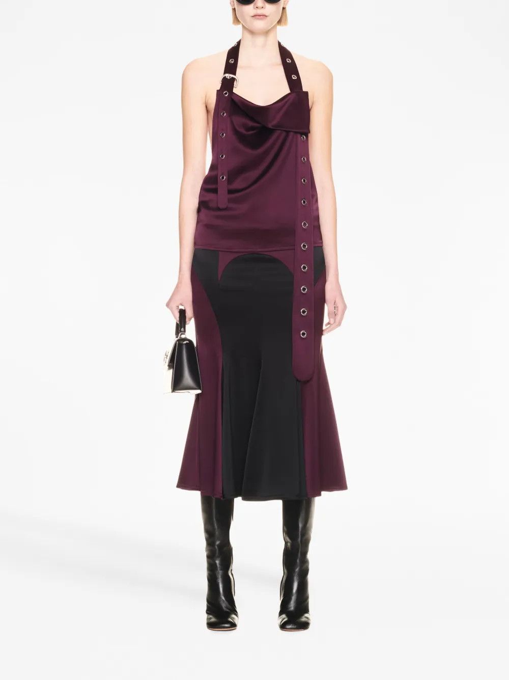 Off-White o1y1225 Midi Skirt in Black/Burgundy Size 27" / US 4 / IT 40 - 5 Thumbnail