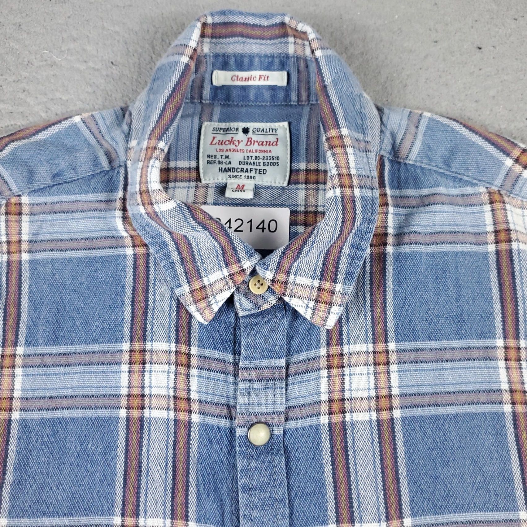 Lucky Brand VINTAGE Lucky Brand Shirt Men Medium Blue Striped Casual Button-Up Size US M / EU 48-50 / 2 - 2 Thumbnail