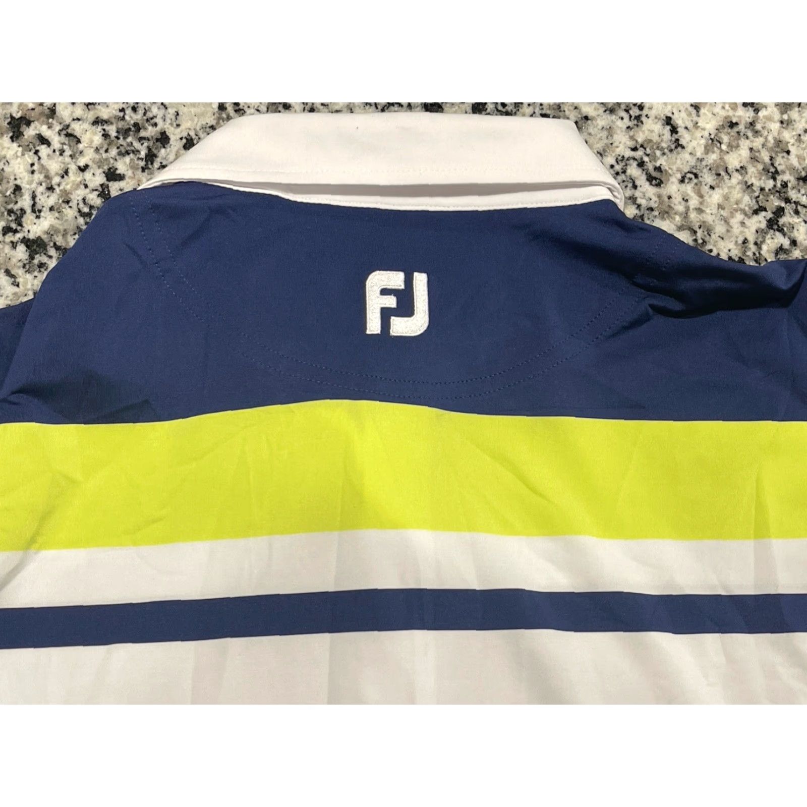 Footjoy FootJoy Colorblock Lisle Self Collar Polo Mens L White/Citrus Green NWT Size US L / EU 52-54 / 3 - 7 Thumbnail