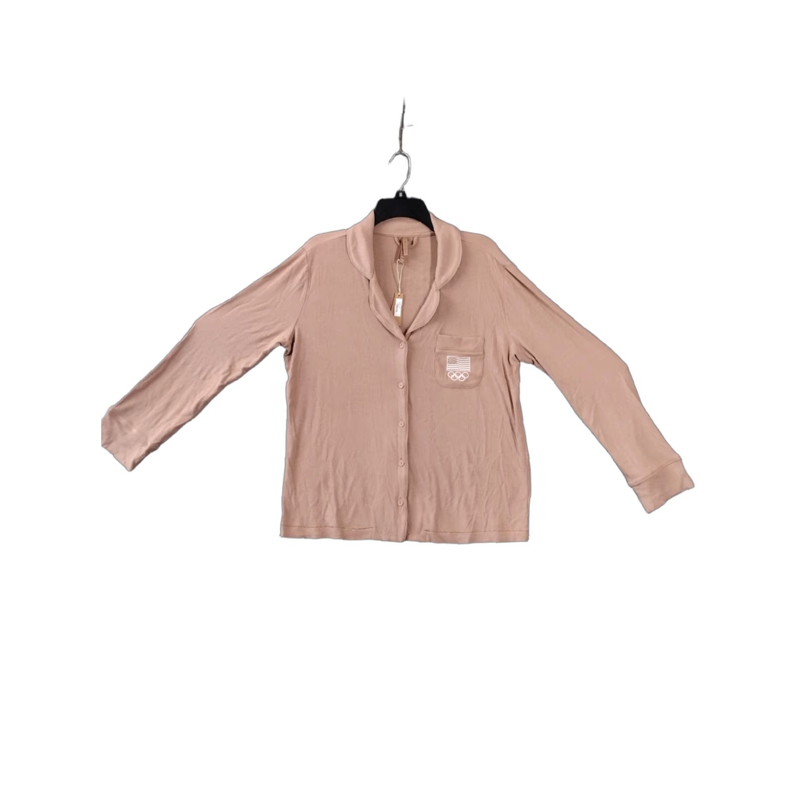 SKIMS SKIMS Women's Team USA Pajama Top Color Sienna Ribbed Size M AP-SET-1039 Size M / US 6-8 / IT 42-44 - 1 Thumbnail