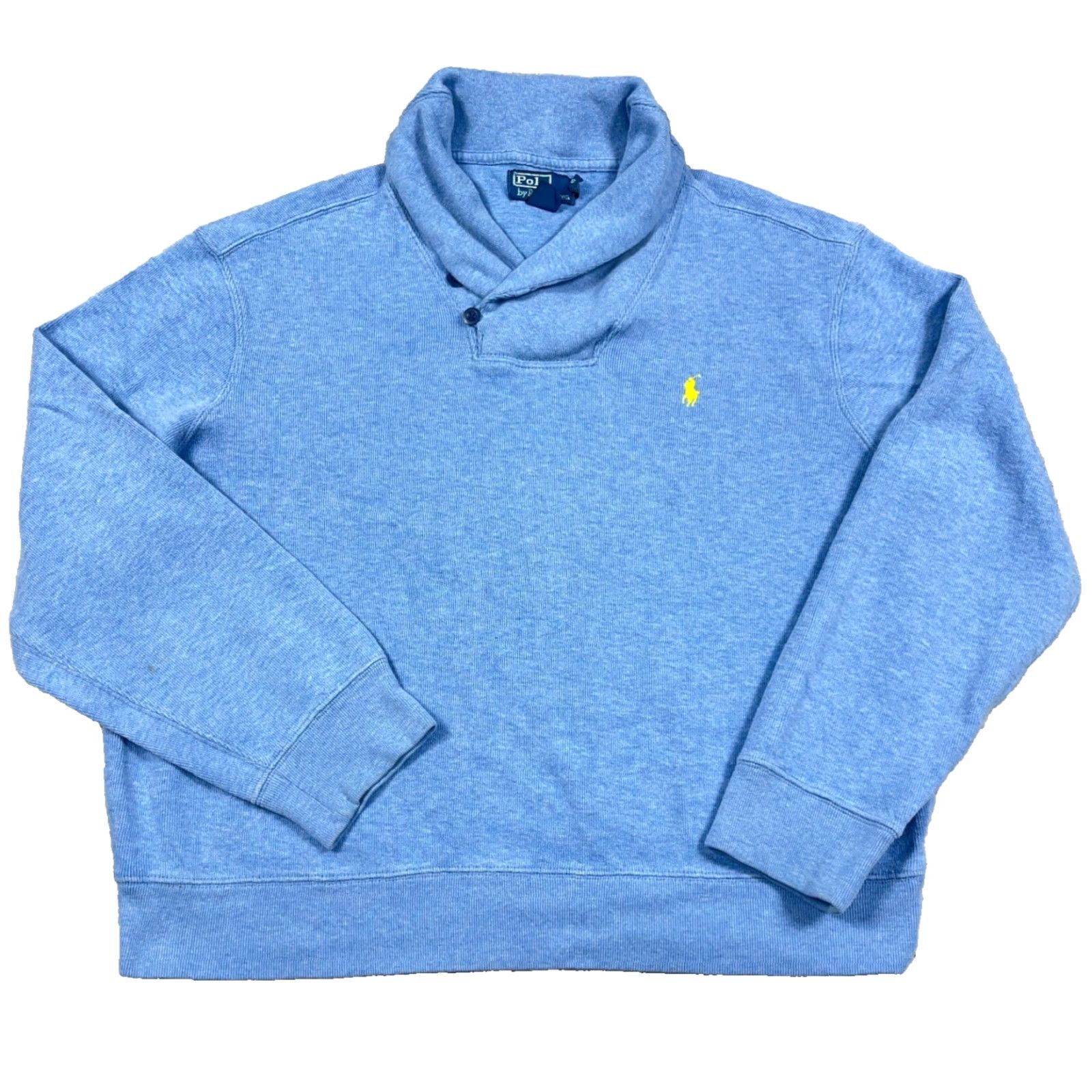 Polo Ralph Lauren VINTAGE Polo Ralph Lauren Sweater Men XL Blue Shawl Neck Sweatshirt Pullover Yellow VTG Size US XL / EU 56 / 4 - 2 Thumbnail