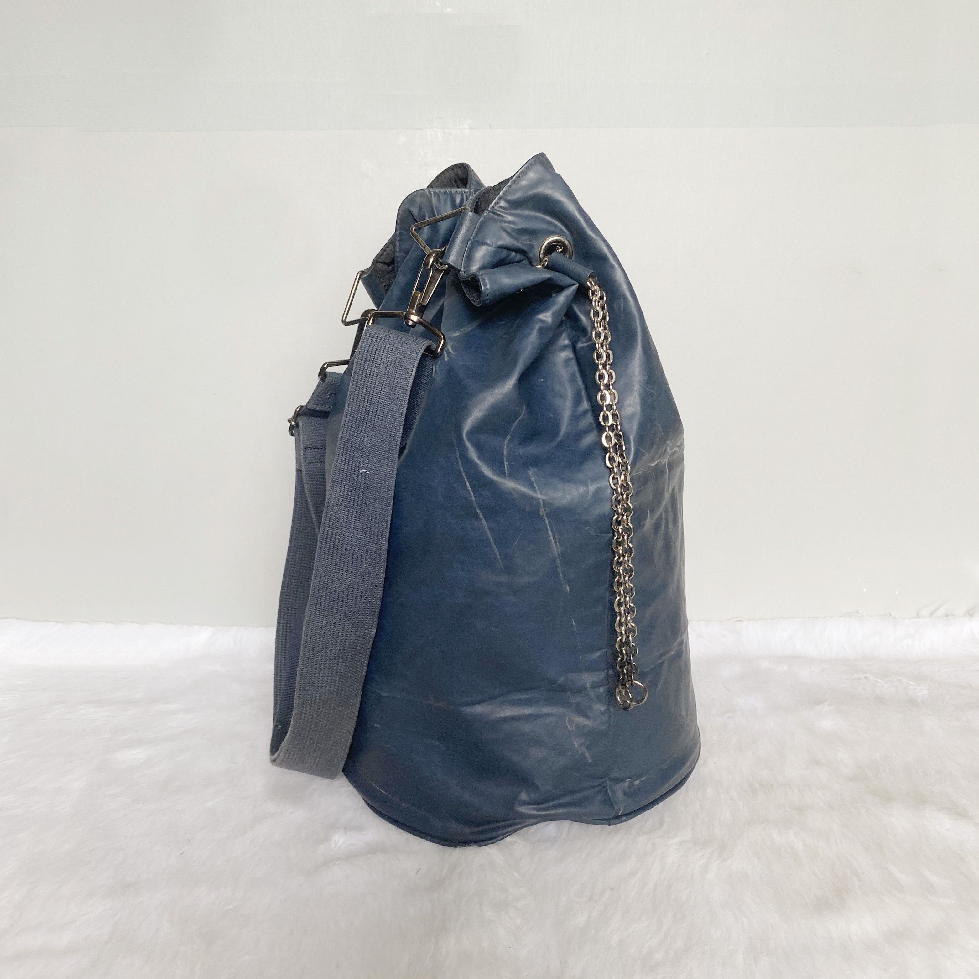 Jean Paul Gaultier Vintage Navy Leather Drawstring Sling Bag Size ONE SIZE - 1 Thumbnail