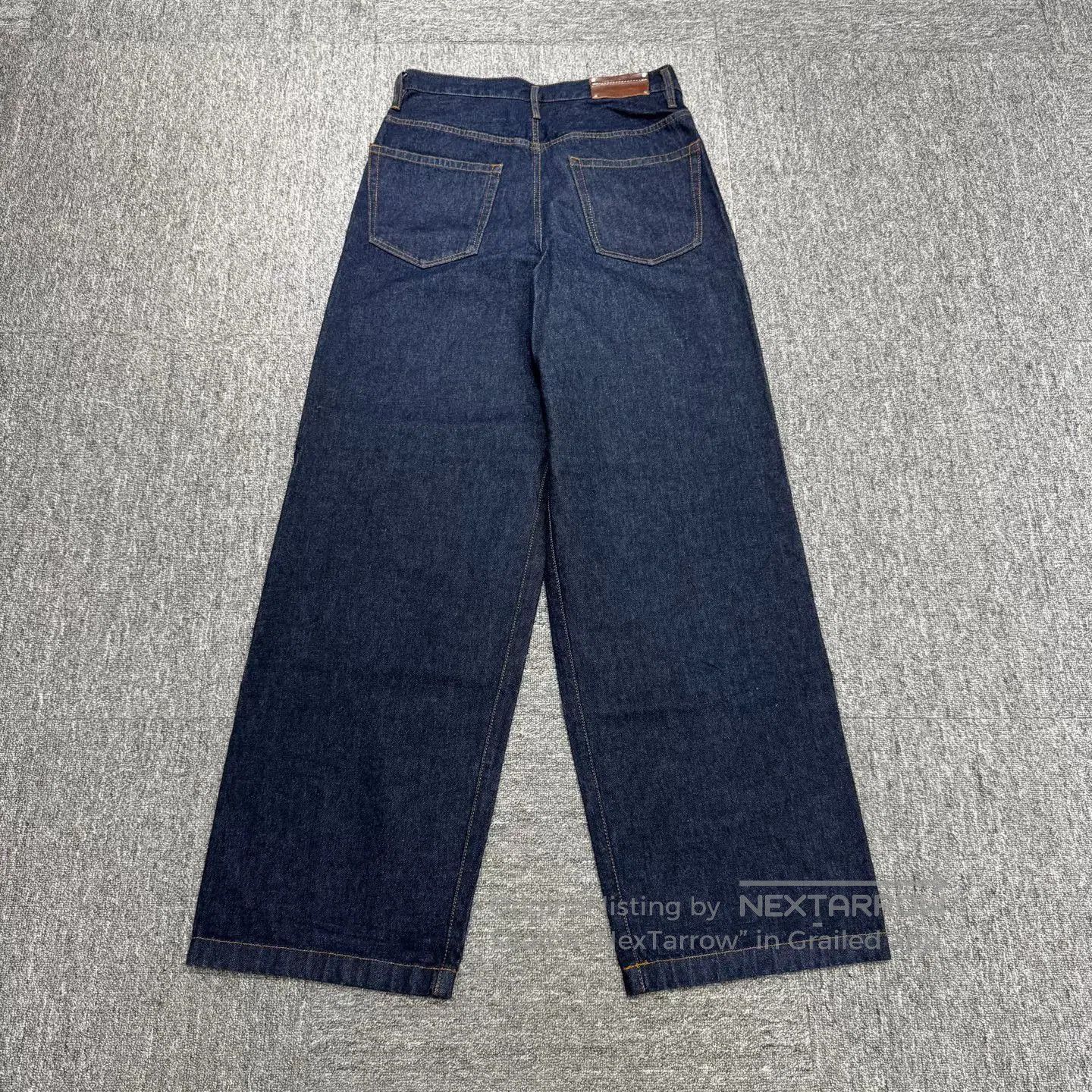 Dries Van Noten Dries Van Noten Leather Patch Wide-Leg Jeans. Size US 30 / EU 46 - 6 Thumbnail