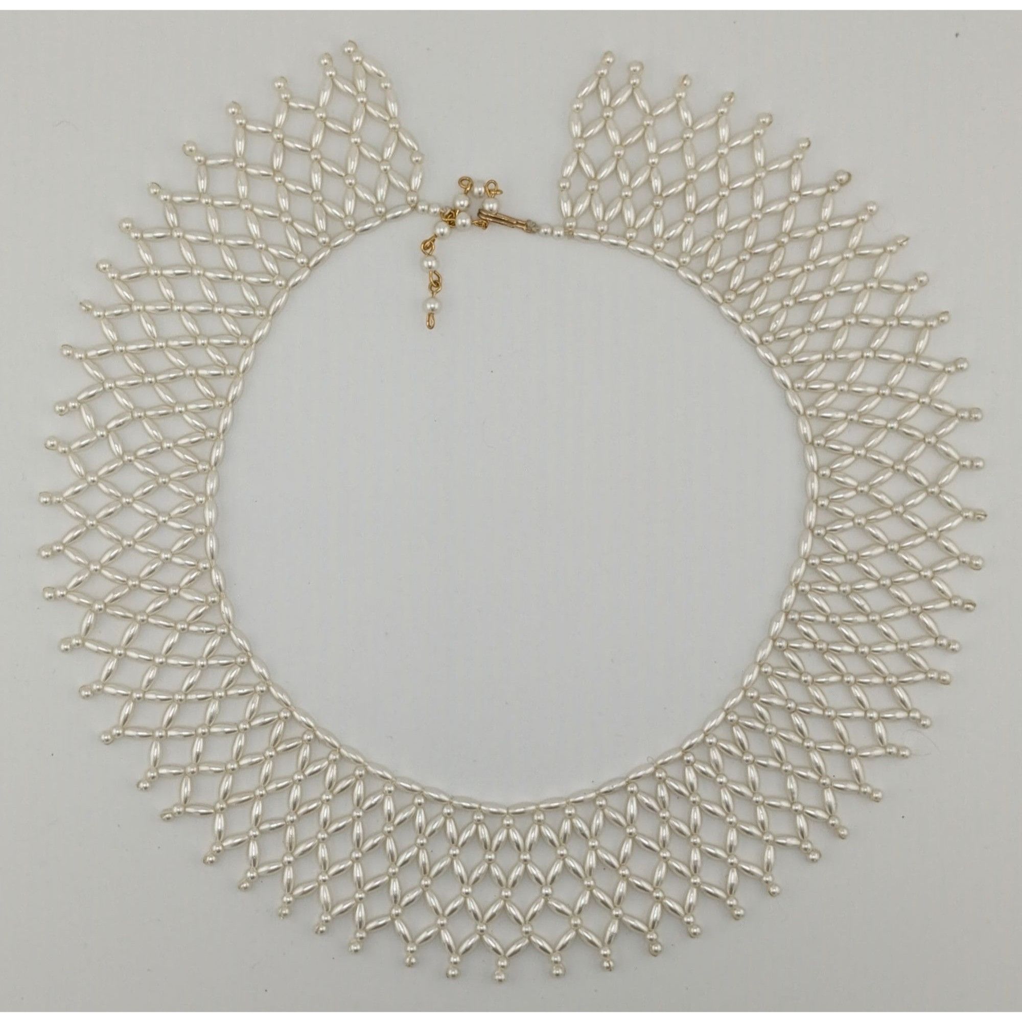 Handmade Vintage Handmade Faux Pearl Beaded Collar Necklace Size ONE SIZE - 4 Thumbnail