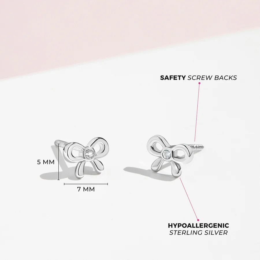 Other Delicate CZ Bow Earrings - Sterling Silver Size ONE SIZE - 2 Thumbnail