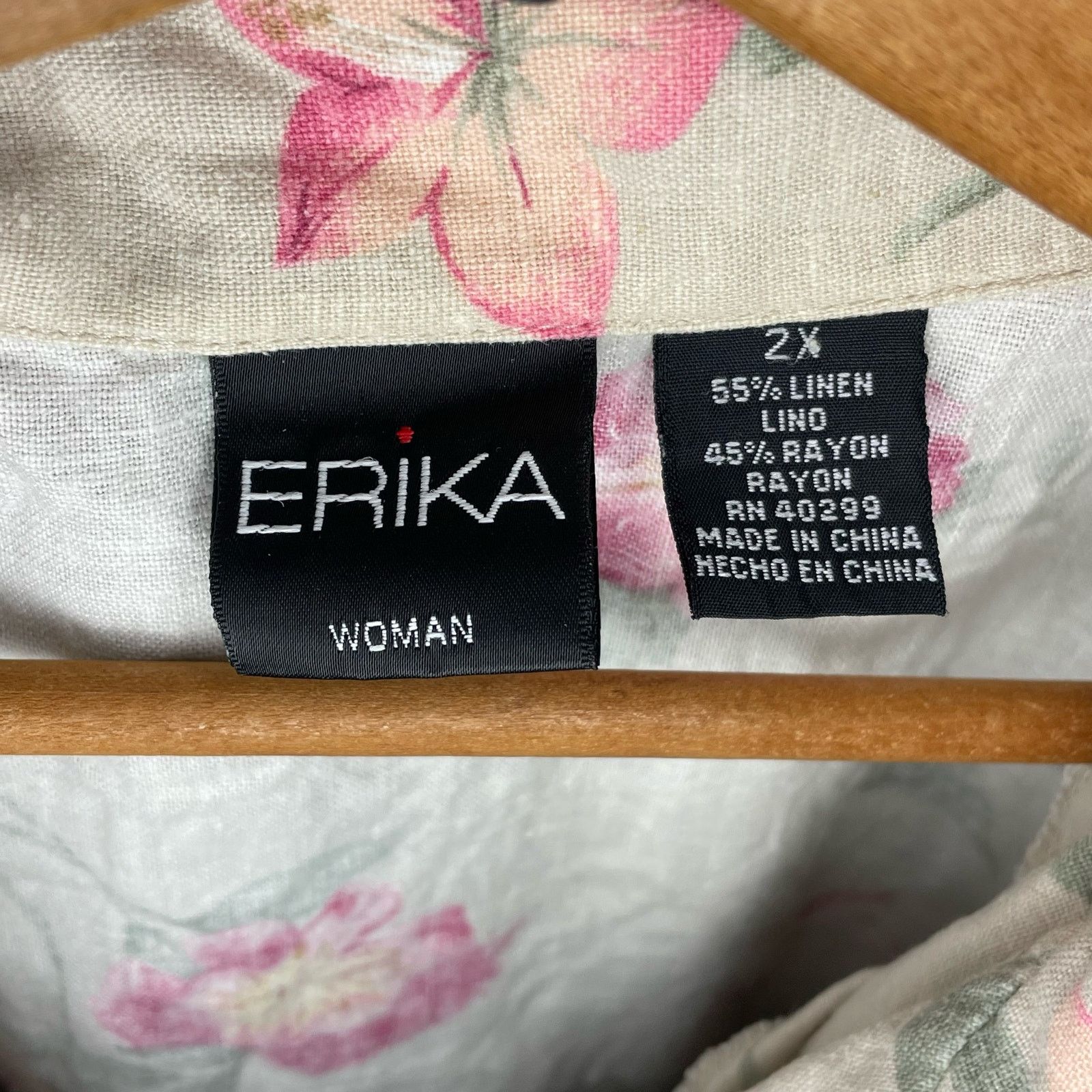 Other Erika Linen Blend Floral Button Up Size XXL / US 16-18 / IT 52-54 - 6 Thumbnail