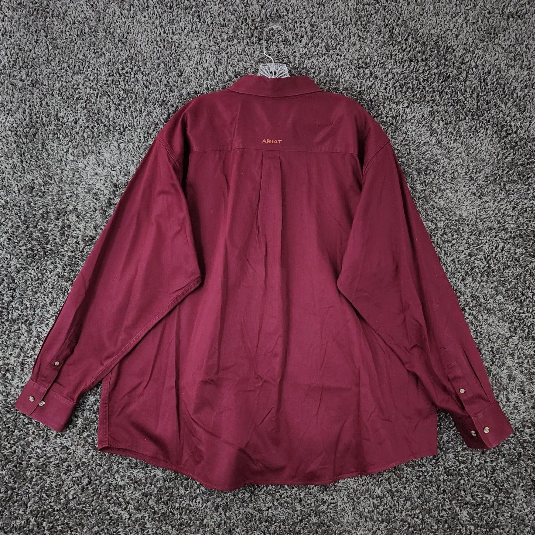 Ariat VINTAGE Ariat Shirt Mens 2XL Long Sleeve Button-Up Maroon Red Distressed Front 90s? Size US XXL / EU 58 / 5 - 6 Thumbnail