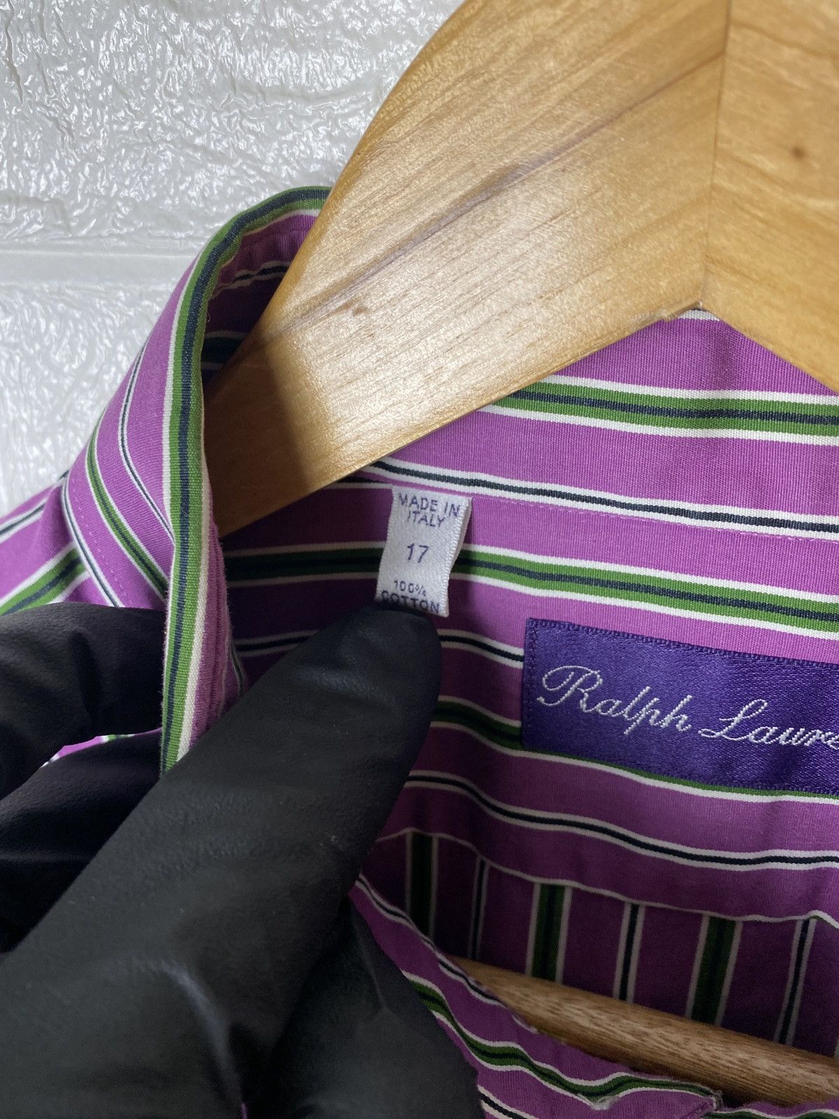 Polo Ralph Lauren × Ralph Lauren Purple Label Ralph Lauren Purple Label Dress Shirt Purple Striped French Size US XL / EU 56 / 4 - 7 Thumbnail