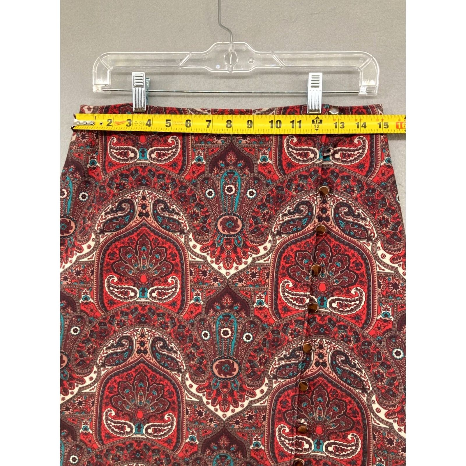 Talbots Talbots Skirt Womens 4 Red Paisley Pencil Straight Cotton Stretch Knee Length Vintage No Size 27" / US 4 / IT 40 - 2 Thumbnail