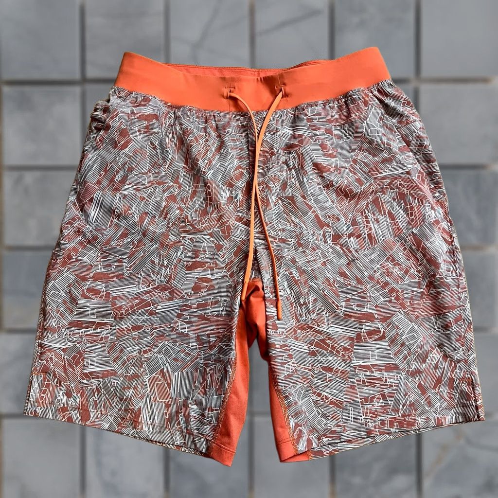 Lululemon Lululemon THE Short Mens Medium Unlined Aztec Orange Patterened Performance Running Shirt Size US 31 - 1 Thumbnail