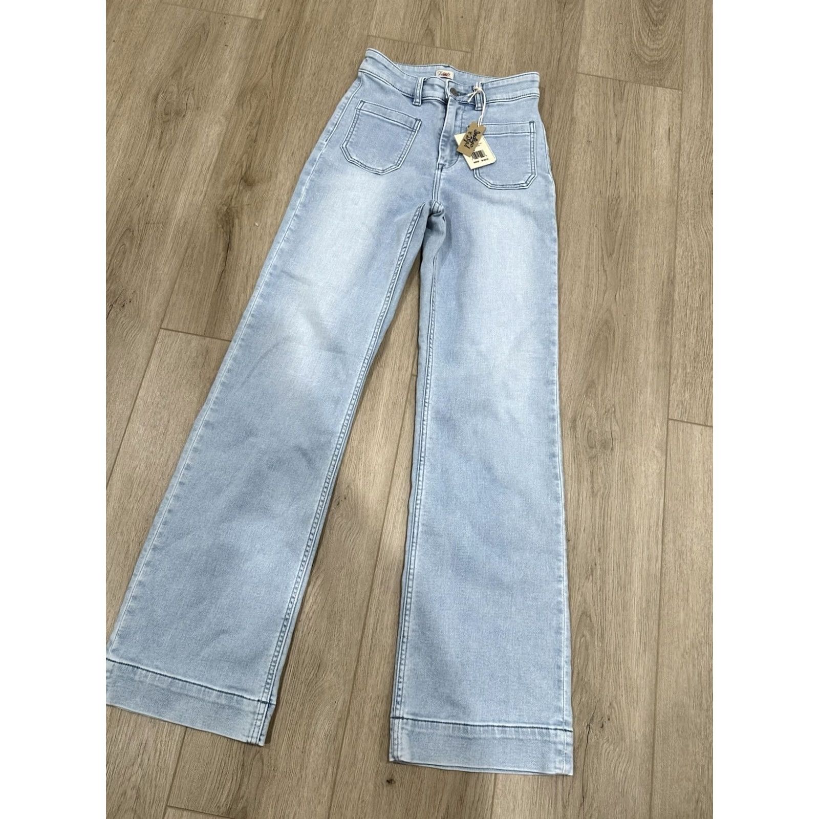 Faherty NWT Faherty Jeans Wide-Leg Patch Pocket Cotton Blend 25 Blue Womens Size 42" / US 20 - 2 Thumbnail