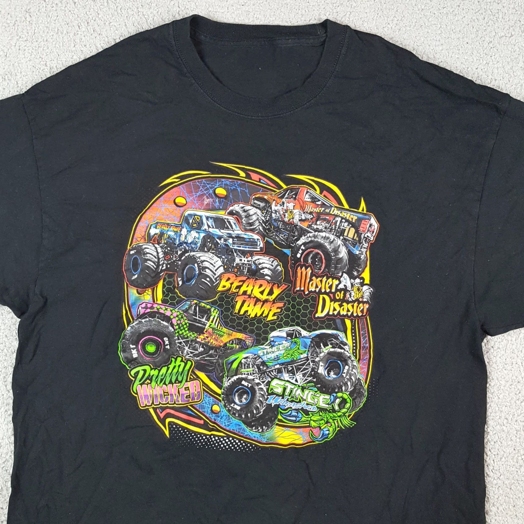 Etro VINTAGE Monster Truck Rally Men's T Shirt Size L Black Retro Grunge Size US L / EU 52-54 / 3 - 2 Thumbnail