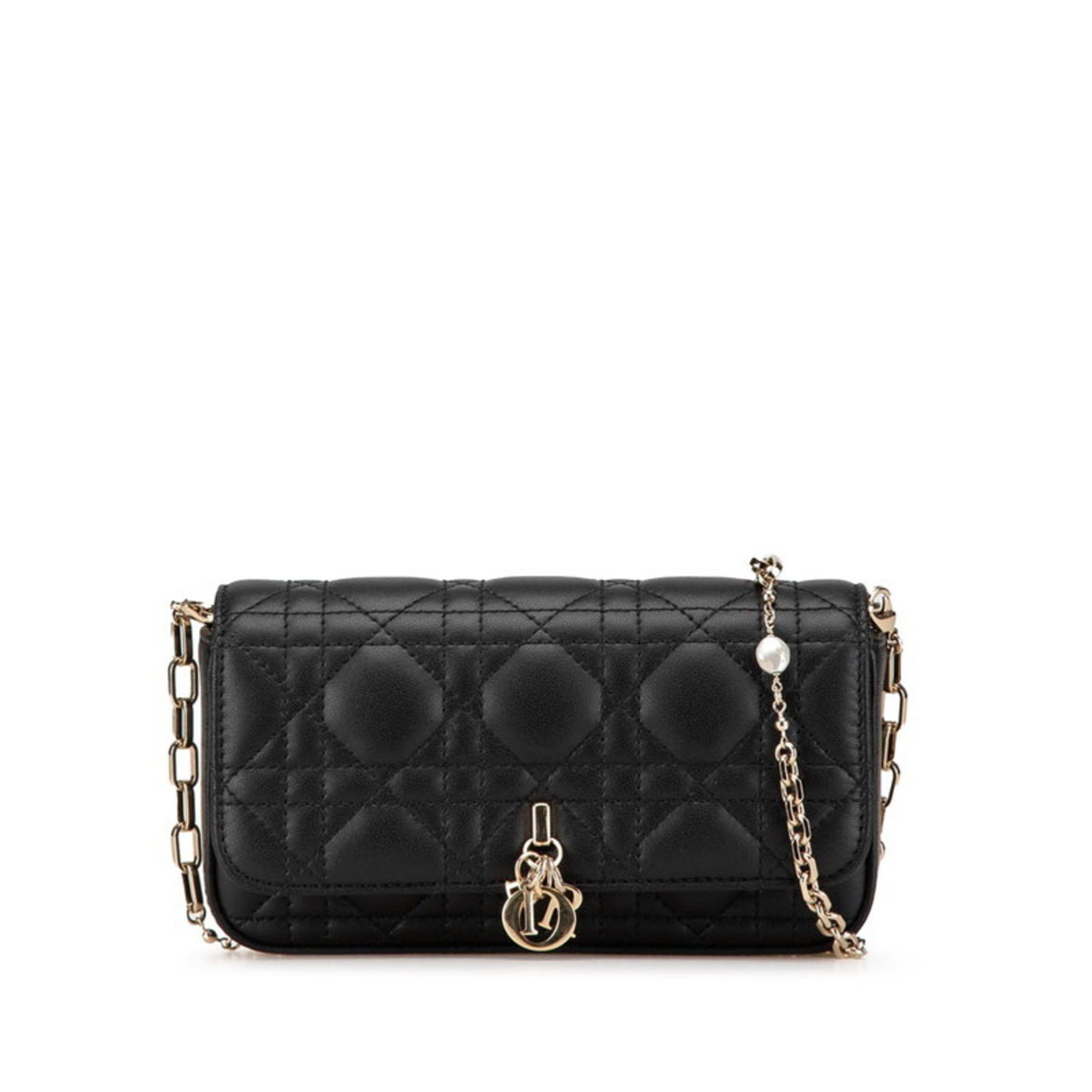 Christian Dior Dior Cannage My Crossbody Chain Shoulder Bag in Black Lambskin for Women