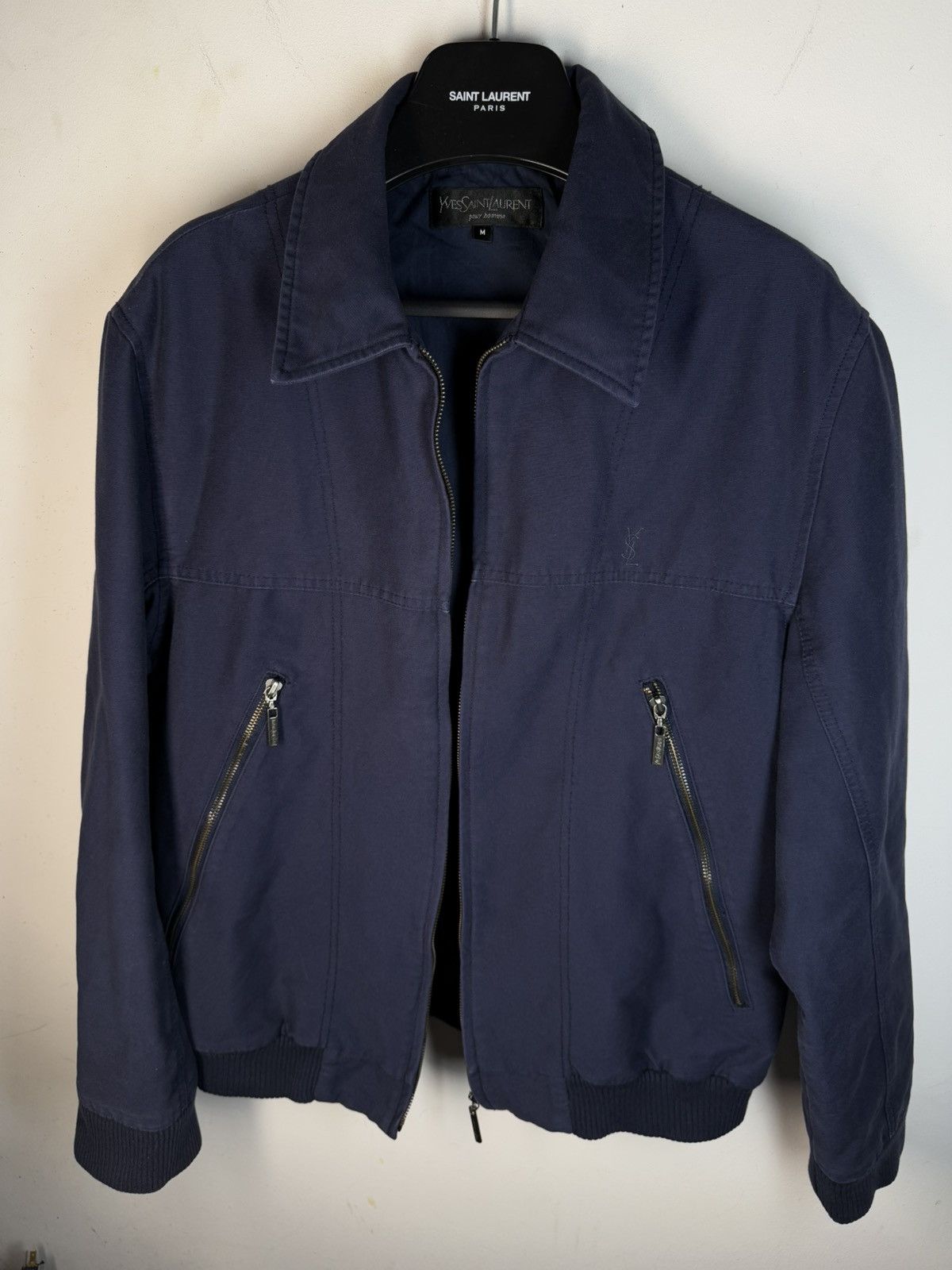 Yves Saint Laurent Cotton YSL Jacket Blue/Navy Soft YSL Bomber Size US M / EU 48-50 / 2 - 7 Thumbnail