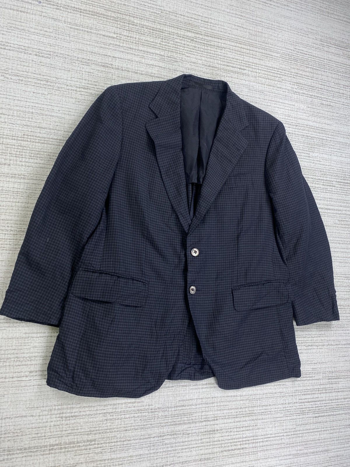 Burberry × Japanese Brand × Vintage Vtg 90s Burberry London Surface Hemp Material Plaid Blazer Size US M / EU 48-50 / 2 - 3 Thumbnail