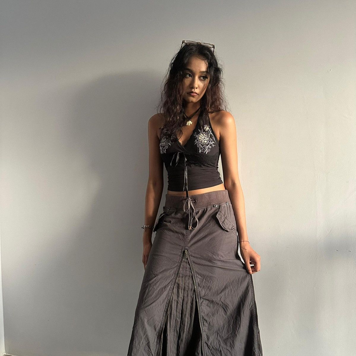 Goa multi zipper long skirt Maxi Skirts