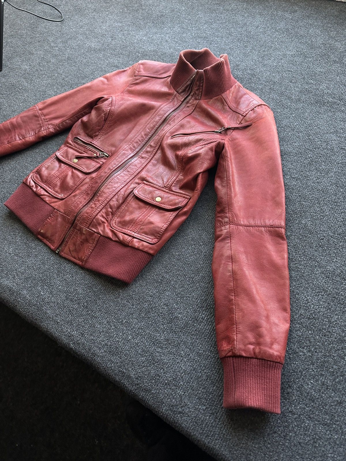 Other 🚨Y2K RICK OWENS TYPE DIRTY SLIM FIT ZIP LEATHER JACKET Size XS / US 0-2 / IT 36-38 - 2 Thumbnail