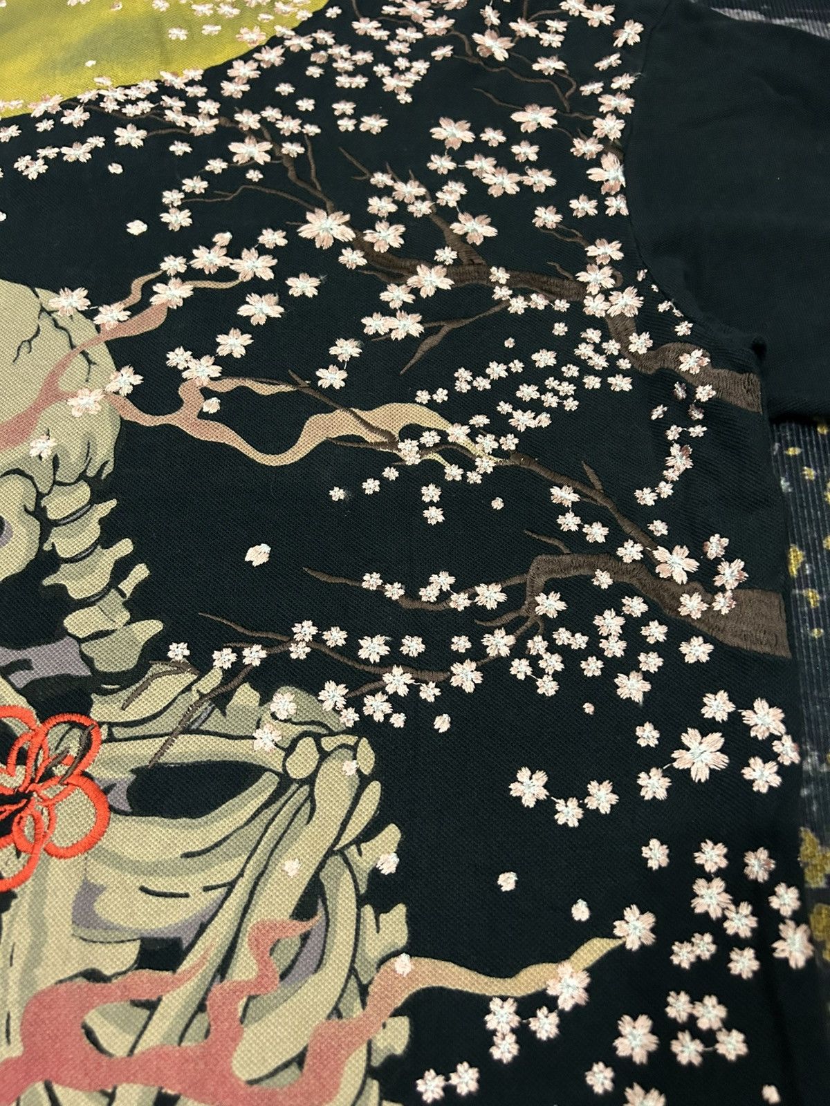 Karakuri Tamashii Japanese Oriental Brand Skull Sakura embroidered Sukajan Size US XXL / EU 58 / 5 - 6 Thumbnail