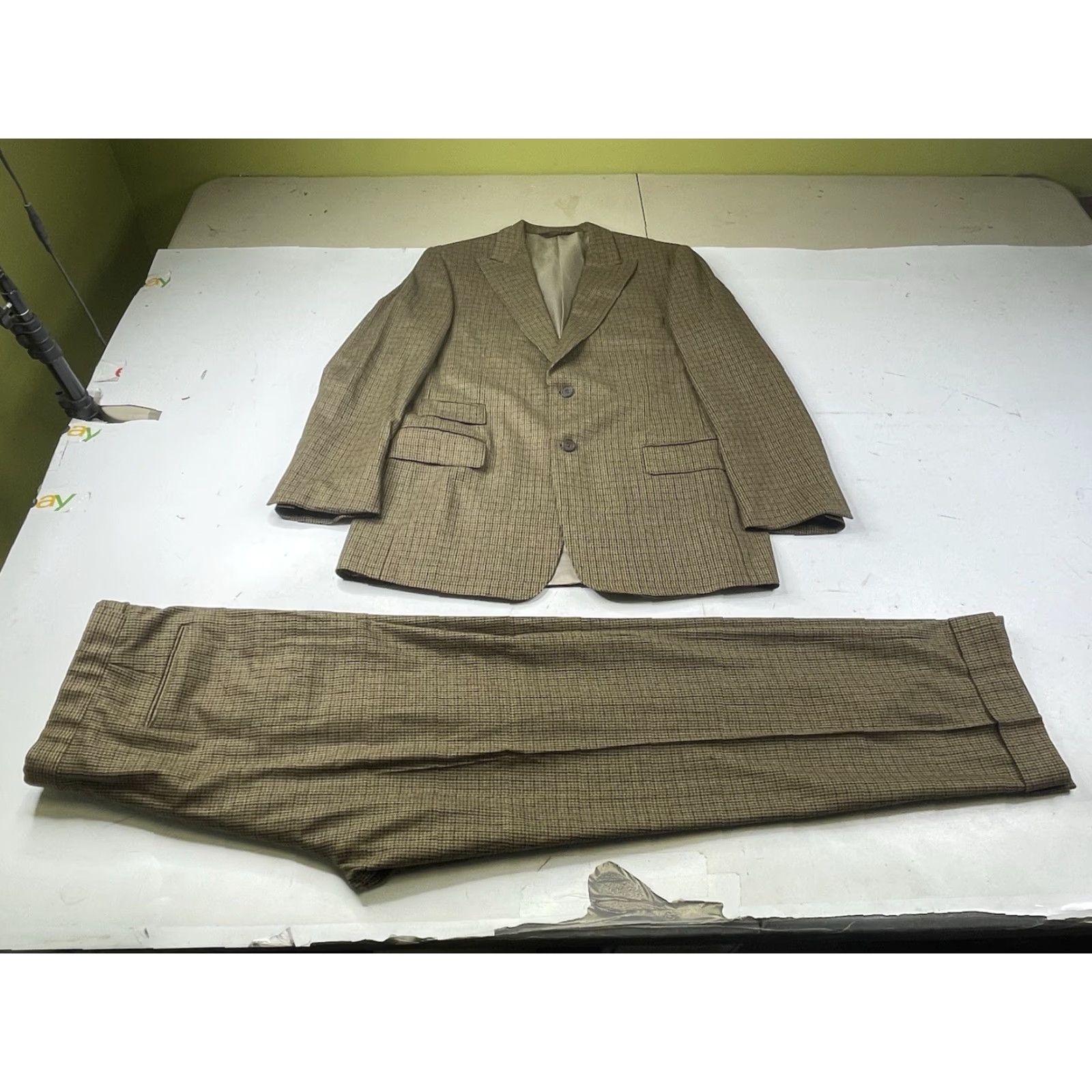 Paul Stuart Paul Stuart Plaid Houndstooth Wool Tweed Suit 42-36 Long Jacket Pants Mens Brown Multi 2 Piece Size 42R - 2 Thumbnail