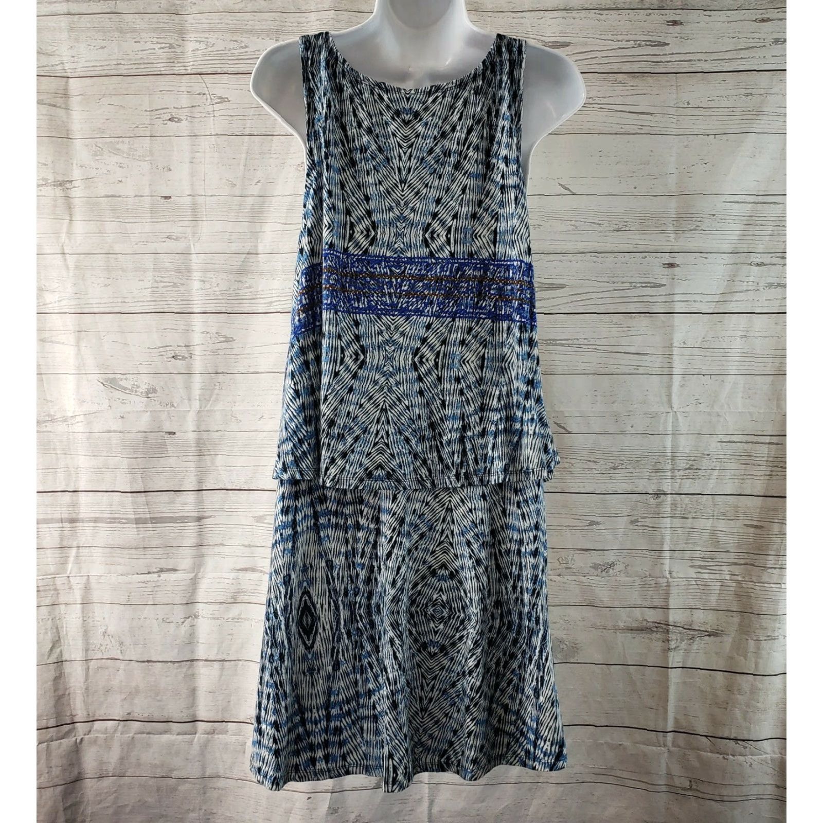 Vintage Plenty by Tracy Reese Womens Tank Dress Small Blue Layered Scoop Neck Casual Cotton Blend Sleeveless Size S / US 4 / IT 40 - 4 Thumbnail