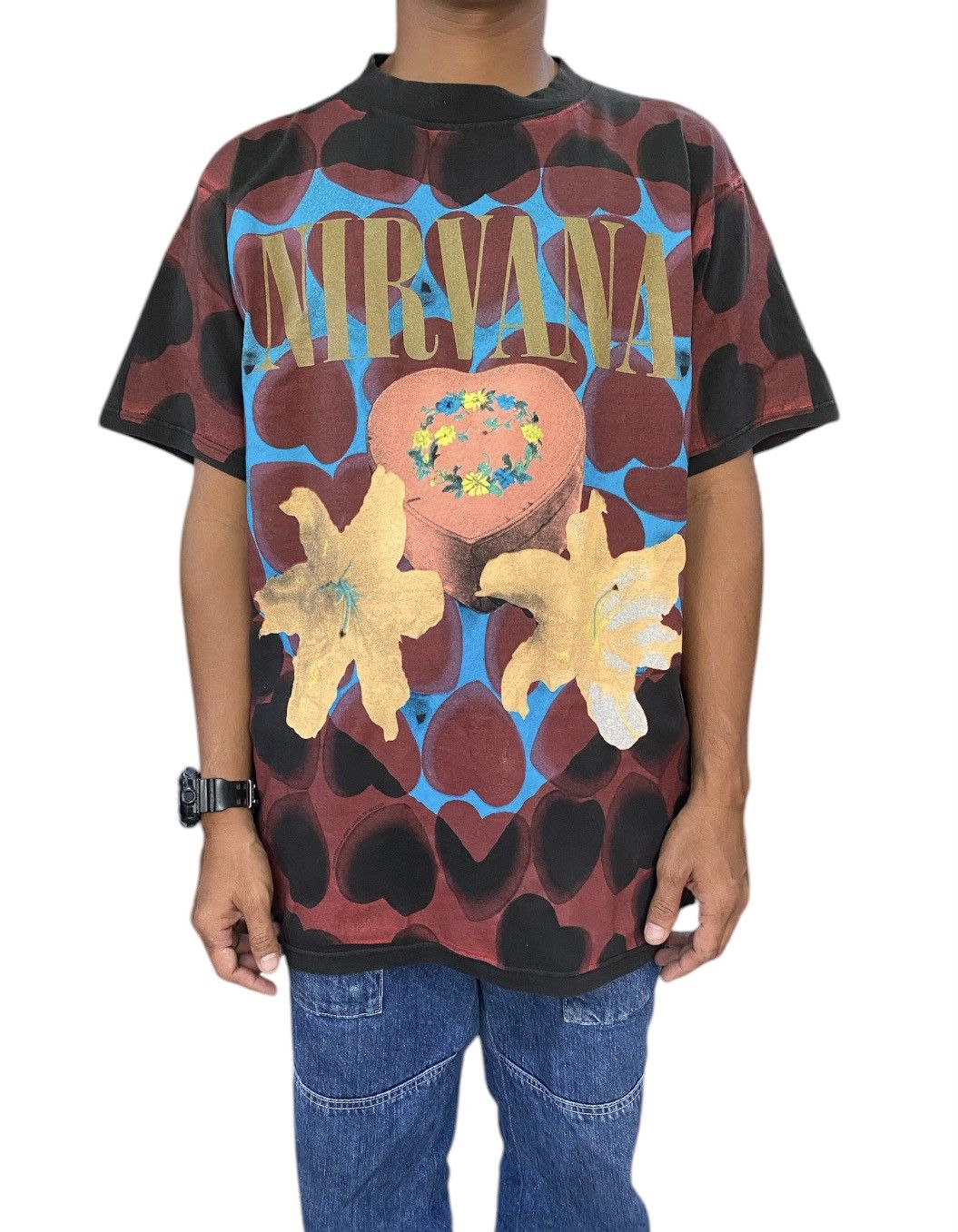 Nirvana × Vintage Vintage 93 Nirvana Heart Shape Box All Over Print Shirt Size US L / EU 52-54 / 3 - 2 Thumbnail