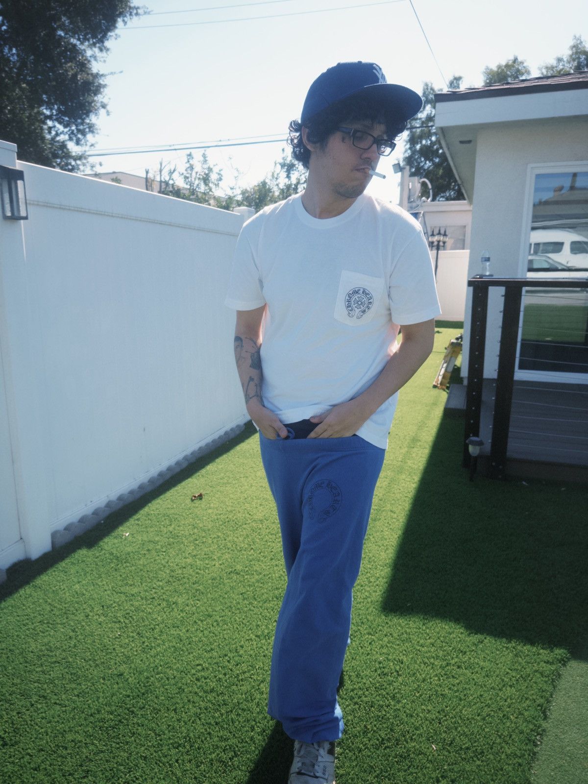 Chrome Hearts Chome Hearts Blue Horseshoe Logo Sweatpants Blue Vintage SzL Size US 34 / EU 50 - 6 Thumbnail