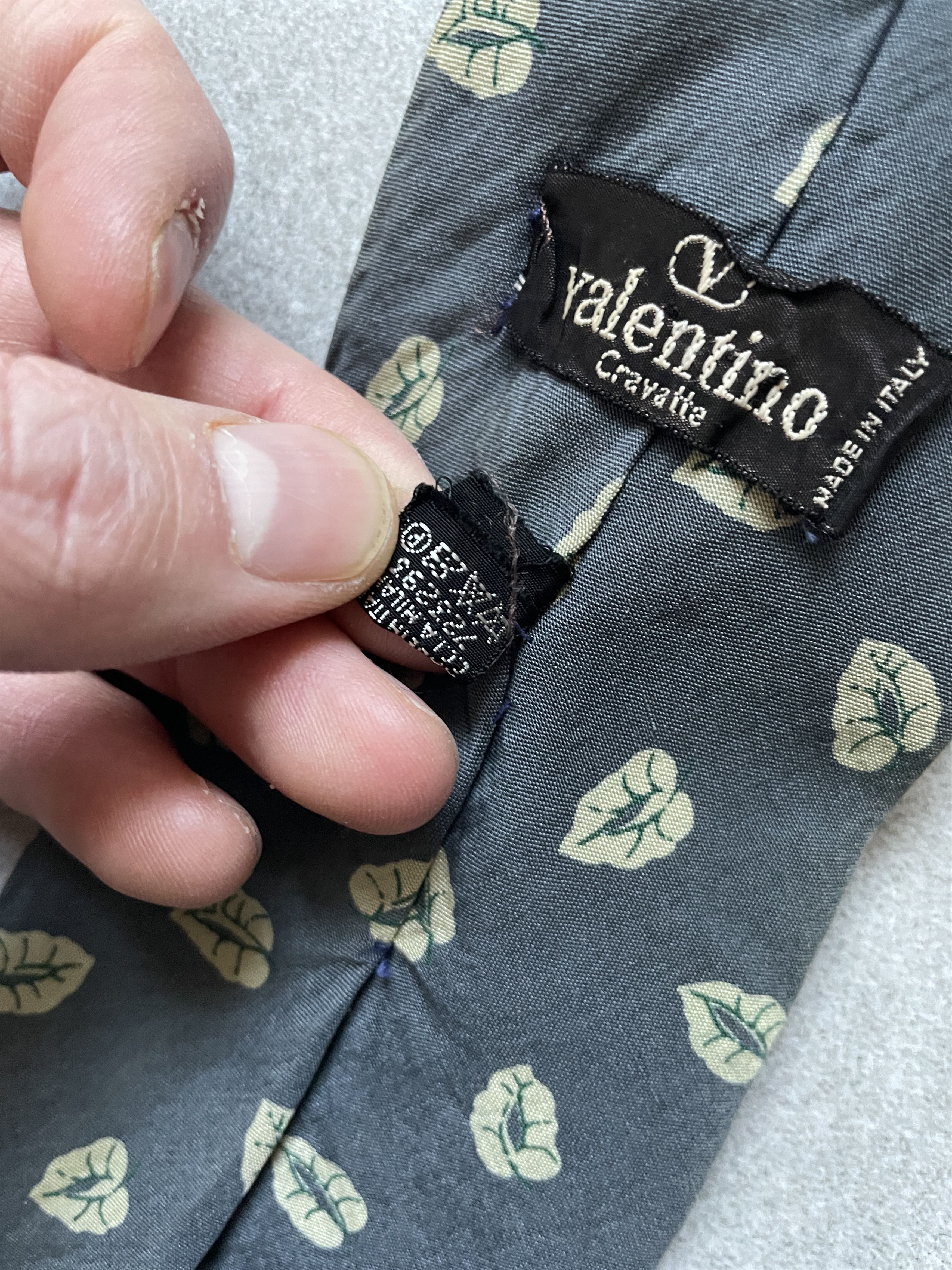 Valentino VALENTINO CRAVATTE GREY LEAFS SILK TIE Size ONE SIZE - 4 Thumbnail
