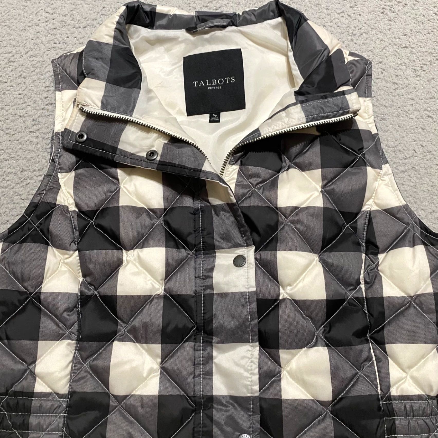 Talbots Talbots Womens Vest PS Black Plaid Quilted Down Full Zip Snap Button Size S / US 4 / IT 40 - 5 Thumbnail
