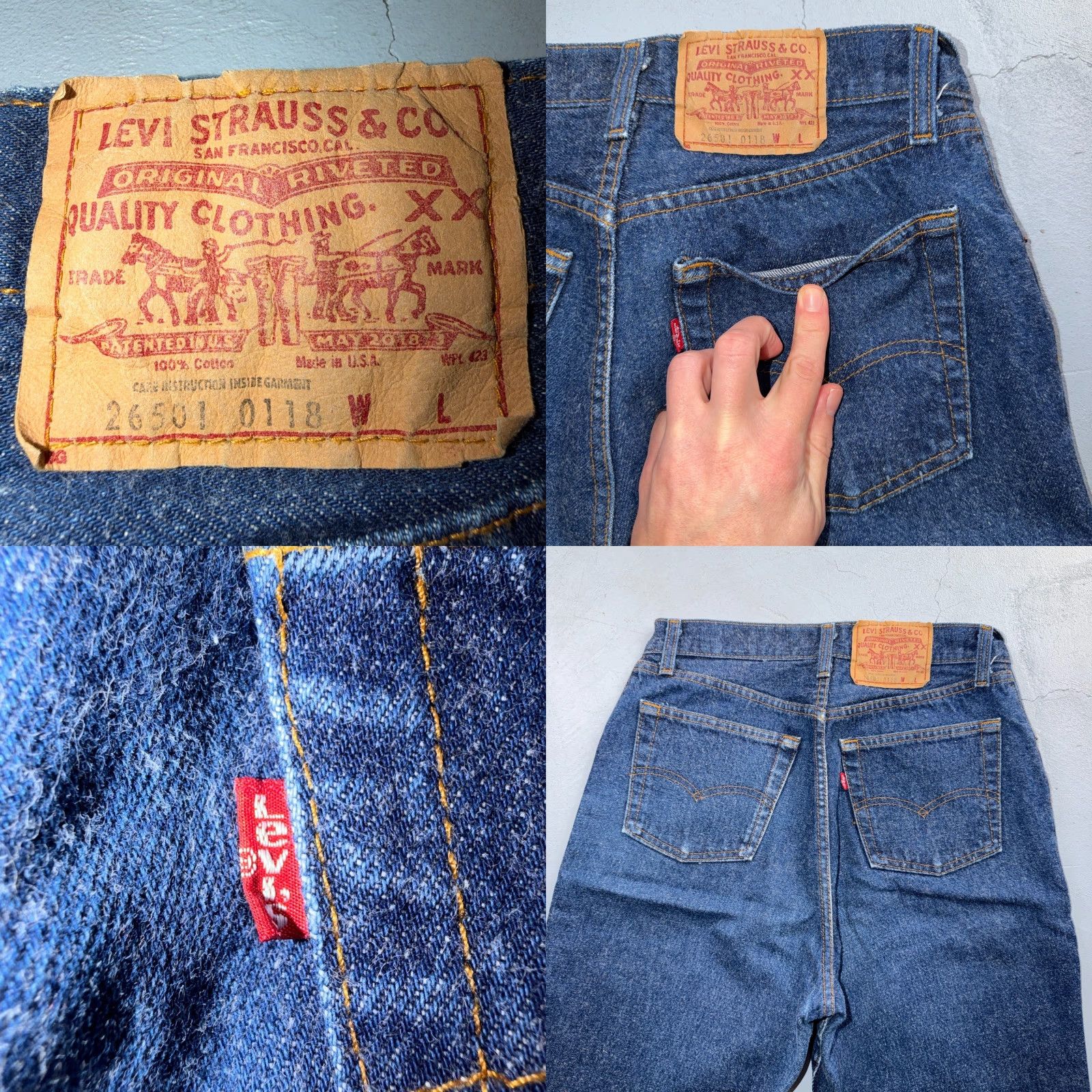 Levi's VINTAGE Levis 501 Jeans Sz 13 Act 28x32 USA 80s Straight Leg High Rise Blue Womens Size 34" / US 12 / IT 48 - 10 Thumbnail