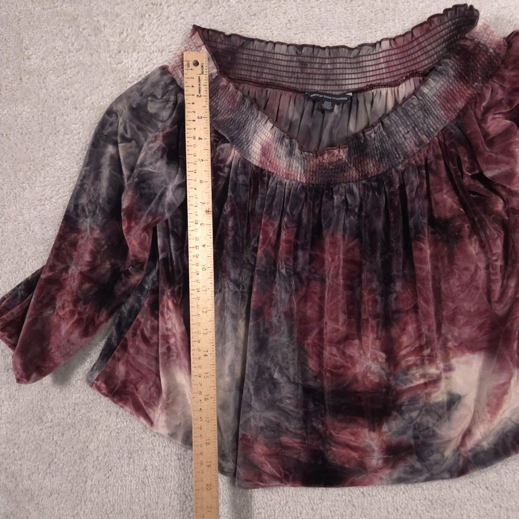 American Eagle Outfitters American Eagle Outfitters Blouse Womens Medium Off Shoulder Velour Tie Dye Top Size M / US 6-8 / IT 42-44 - 6 Thumbnail