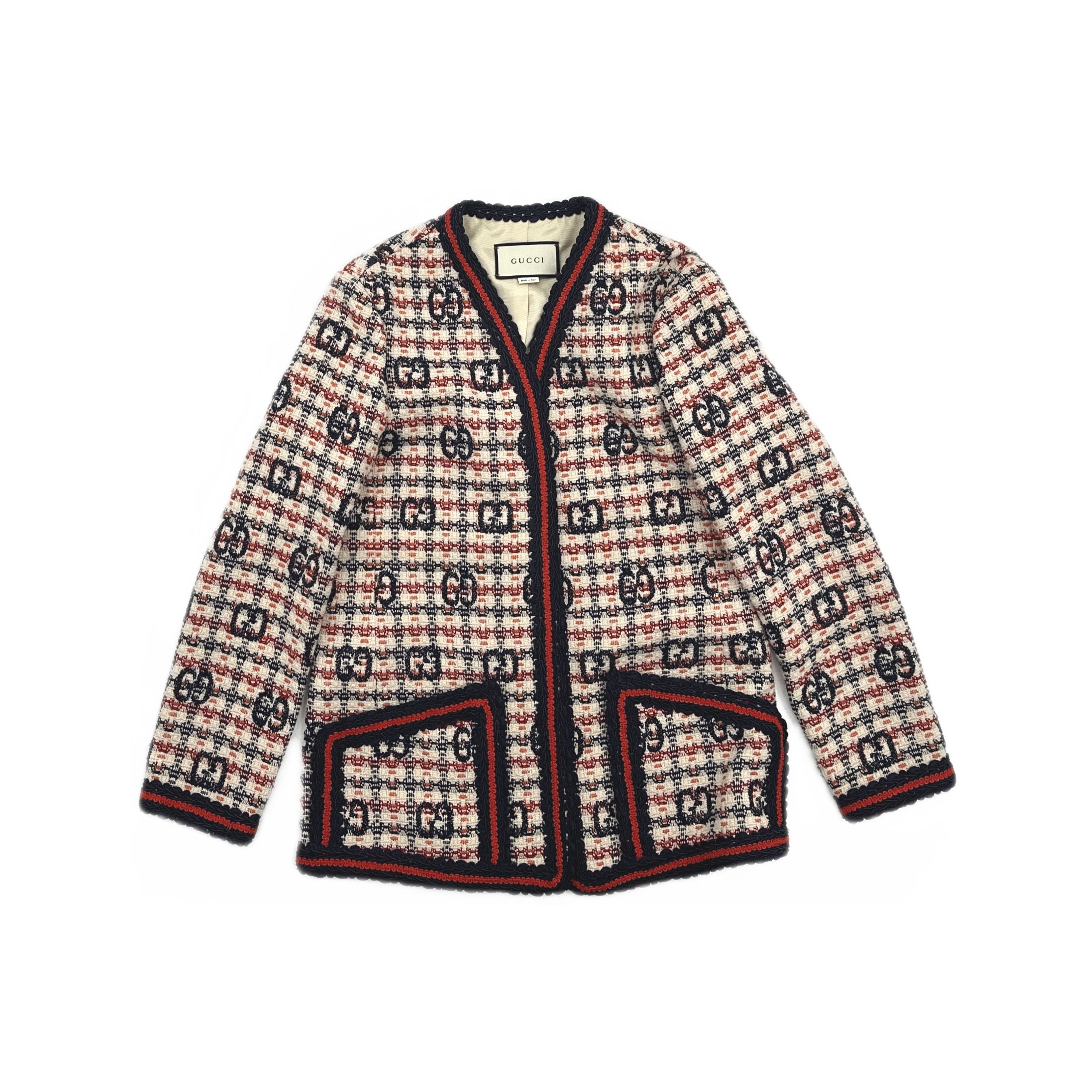 Gucci Gucci Logo Pattern Tweed Jacket Size 42 Size M / US 6-8 / IT 42-44 - 1 Thumbnail
