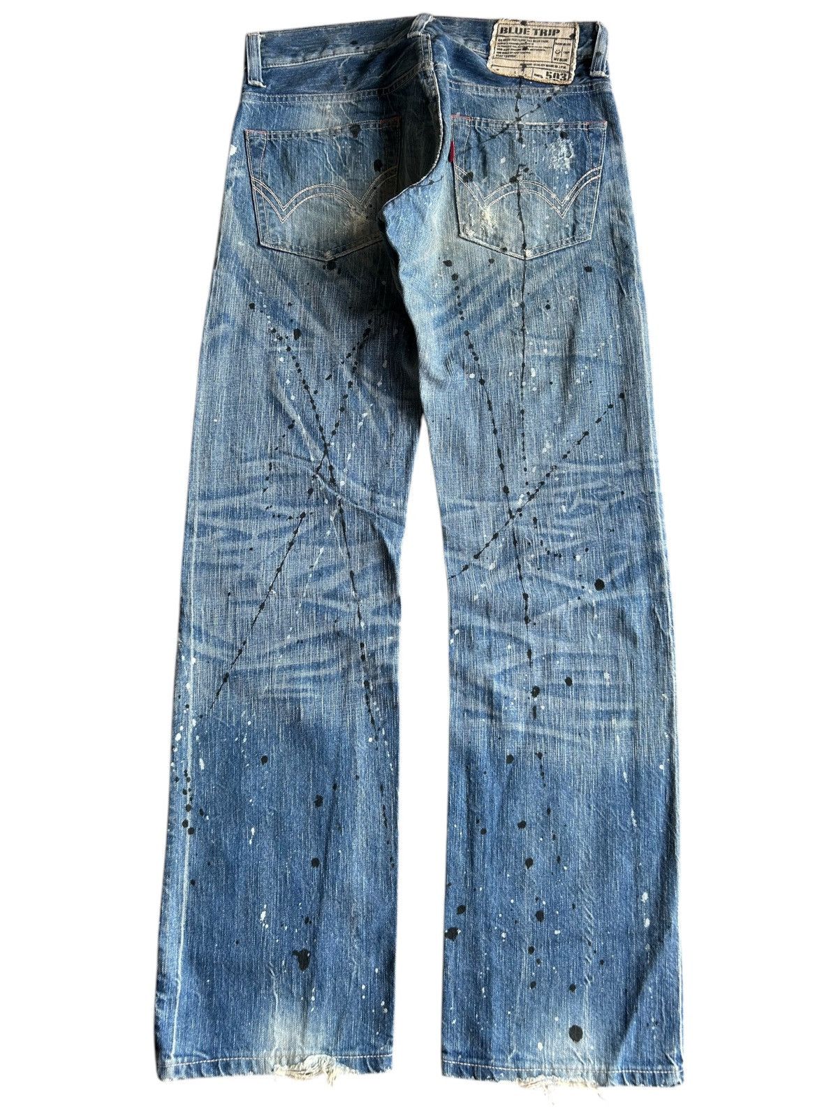 Japanese Brand × Kapital × Vintage Edwin Blue Trip Rusty Faded Distressed Denim Jeans Size US 32 / EU 48 - 2 Thumbnail
