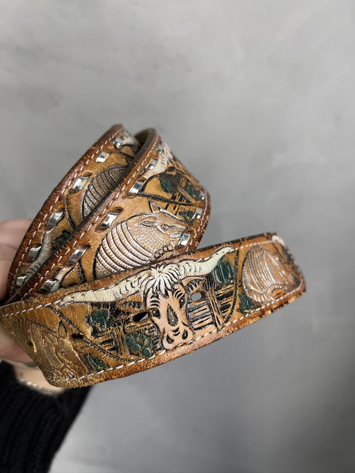 Vintage Western kmrii style Leather Belt Cowboy archive 90s
