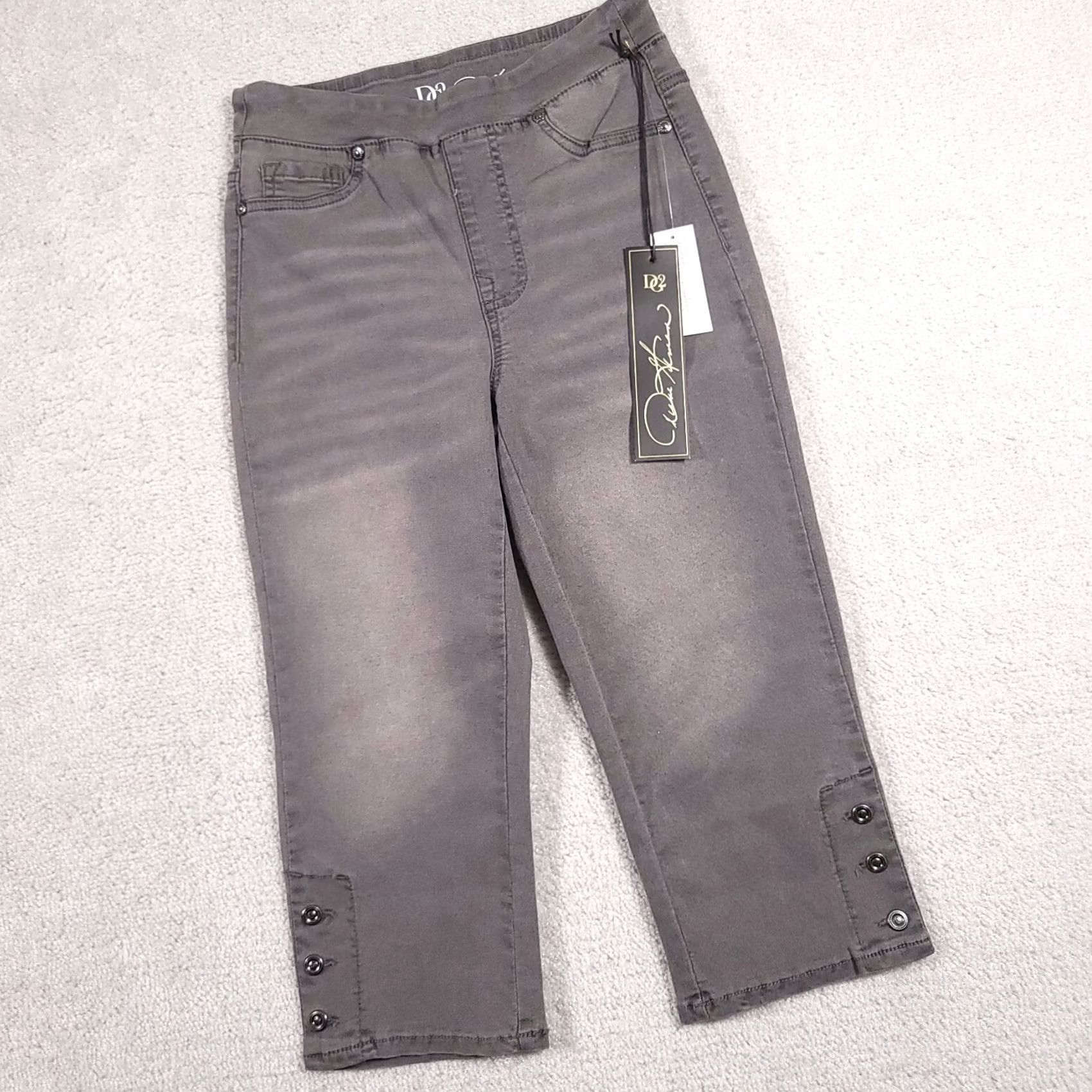 Denime Diane Gilman DG2 Denim Capri Pull-On Jeans Women XXS Gray Stretch Mid-Rise Size 42" / US 20 - 2 Thumbnail