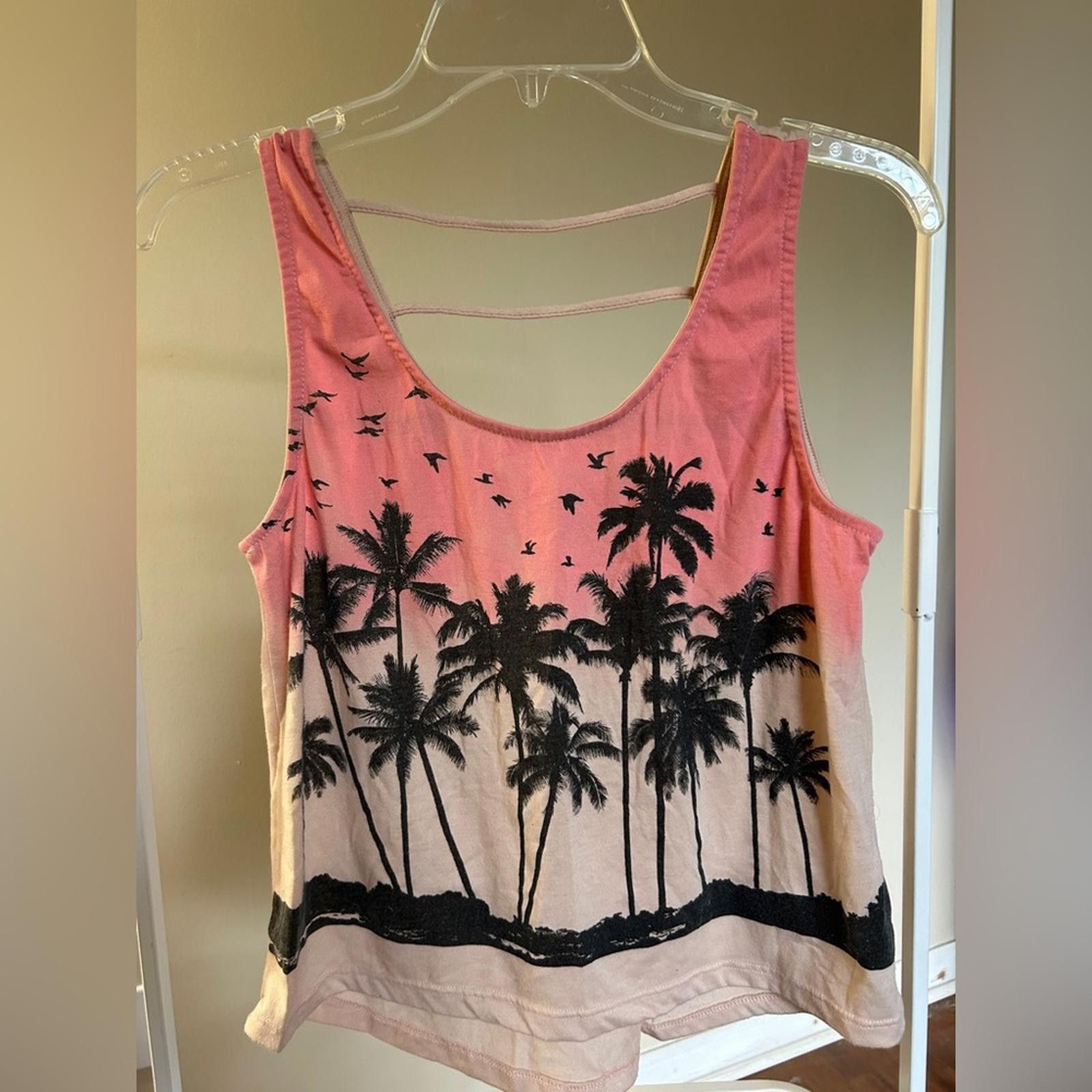 Other Charlotte Russe Pink Ombre Palm Tree Strap-Back Tank Size S / US 4 / IT 40 - 1 Thumbnail