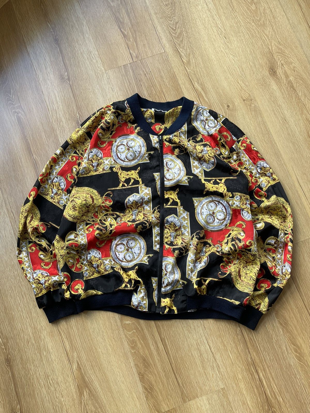 Vintage Vintage 80s Clock Pattern Zip Up Jacket Versace Style Size US M / EU 48-50 / 2 - 2 Thumbnail