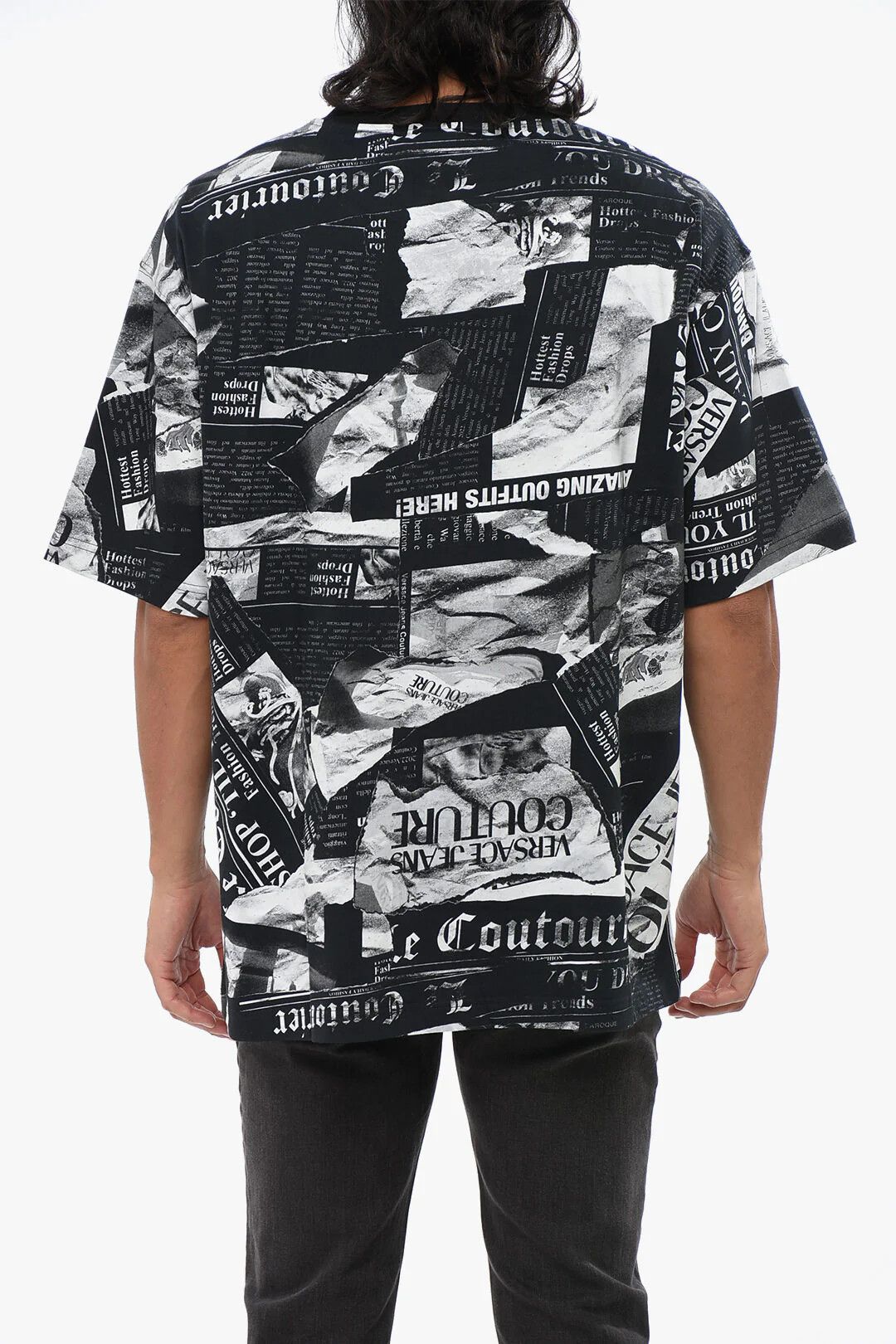 Versace og1mm0426 Printed Loose-Fit Crewneck T-Shirt in White/Black Size US S / EU 44-46 / 1 - 2 Thumbnail