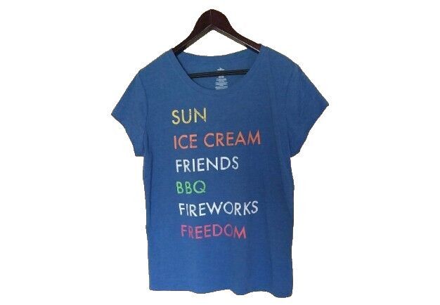 Other Celebrate Womens XL Blue Graphic Tee Casual Soft Relaxed Fit Size XL / US 12-14 / IT 48-50 - 1 Thumbnail