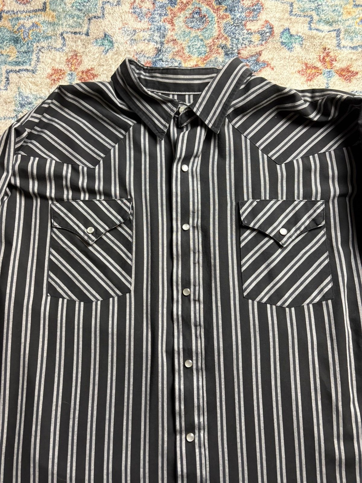 Vintage Vintage Western Craft Black Striped PearlSnap Shirt Size XXL Size US XXL / EU 58 / 5 - 4 Thumbnail