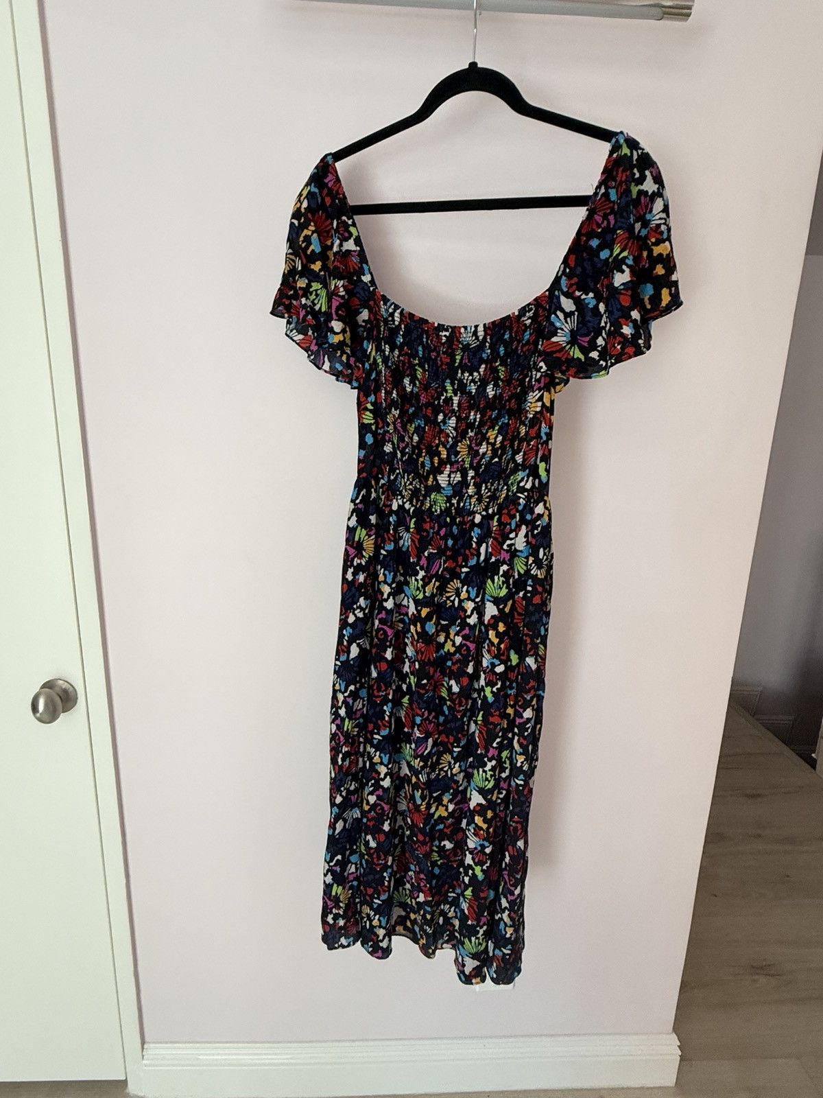Tanya Taylor TANYA TAYLOR 100% Silk Floral Midi Dress S Smocked Waist Size S / US 4 / IT 40 - 2 Thumbnail