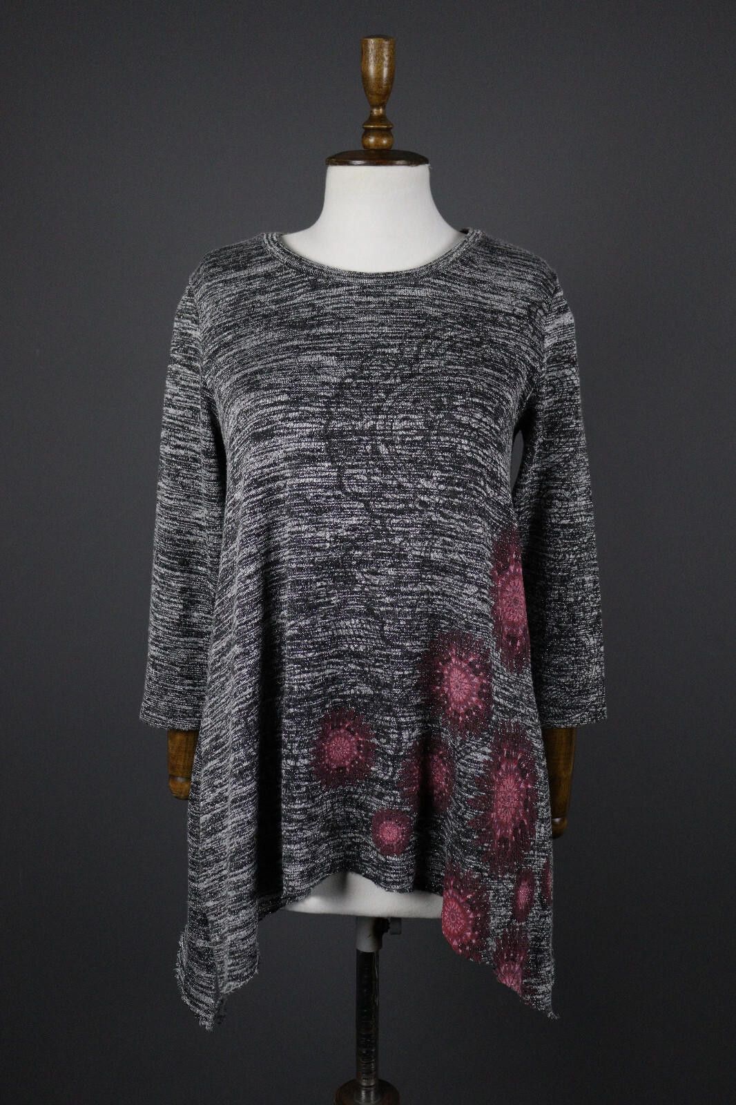 Desigual Desigual Gray Floral Knit Shirt Size EUR M / MEX 32 Size M / US 6-8 / IT 42-44 - 1 Thumbnail