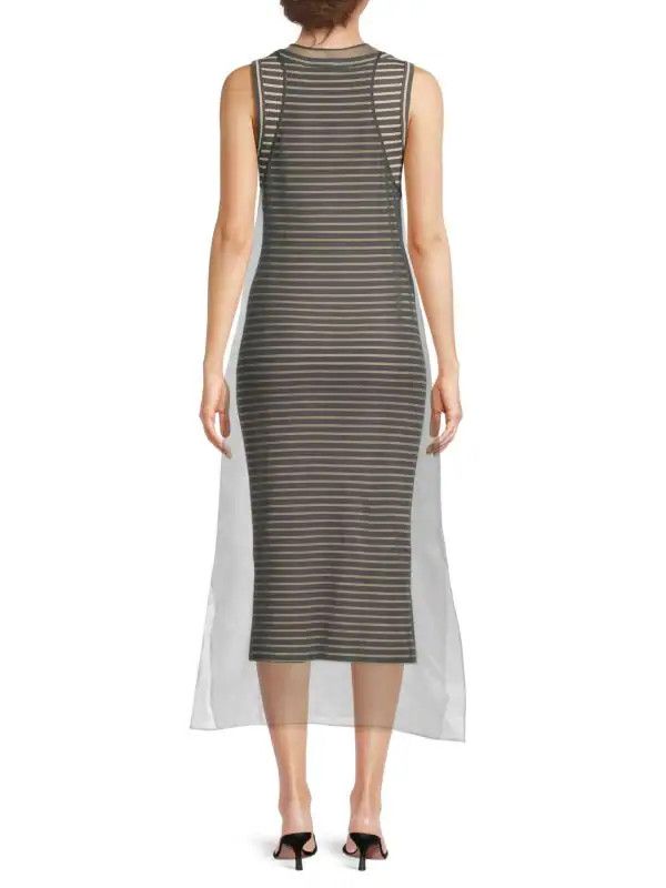 Brunello Cucinelli o1y0725 Sleeveless Midi Dress in Dark Gray Size S / US 4 / IT 40 - 3 Thumbnail