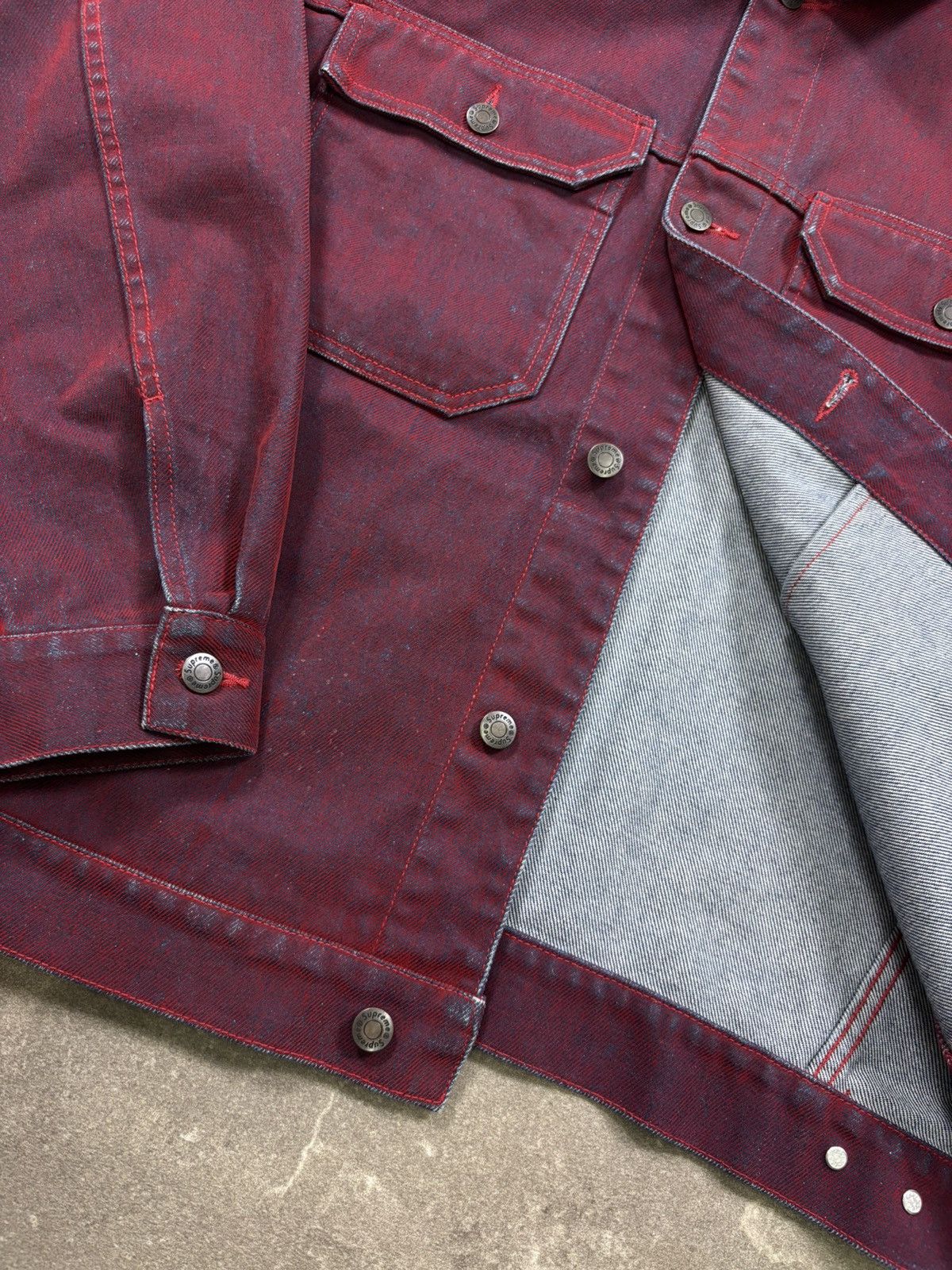 Supreme Supreme Flocked Denim Trucker Jacket (2023) Size US XL / EU 56 / 4 - 7 Thumbnail