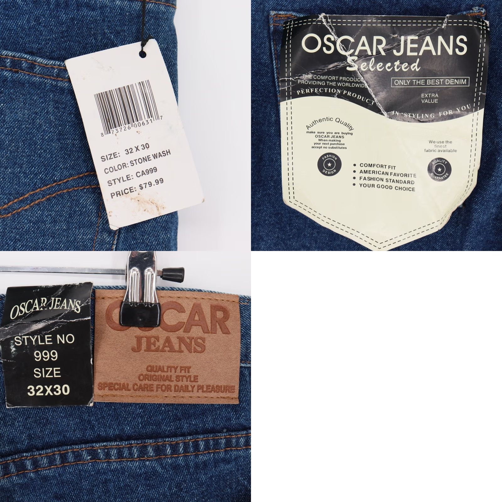 Denime Oscar Jeans Jeans Stone Wash Blue Straight Leg Comfort Fit 32x30 NWT Mens Regular CA999 Denim Stone wash Blue 5-Pocket Mens Jeans Size US 32 / EU 48 - 8 Thumbnail
