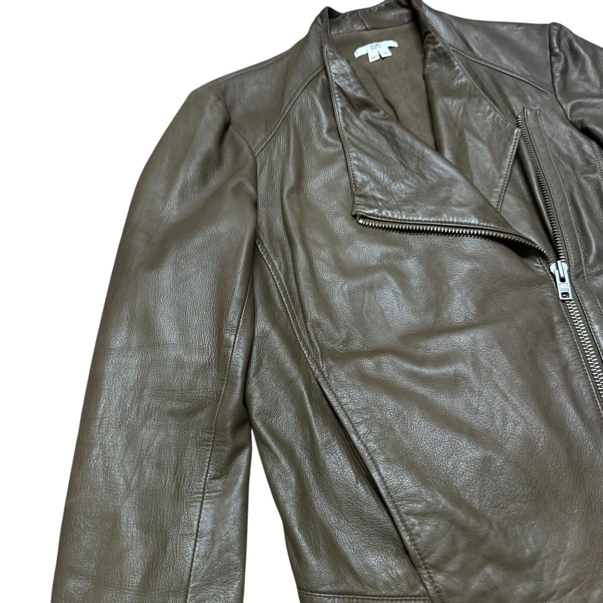 Helmut Lang Helmut Lang Leather Biker Jacket Green Washed Size M / US 6-8 / IT 42-44 - 6 Thumbnail