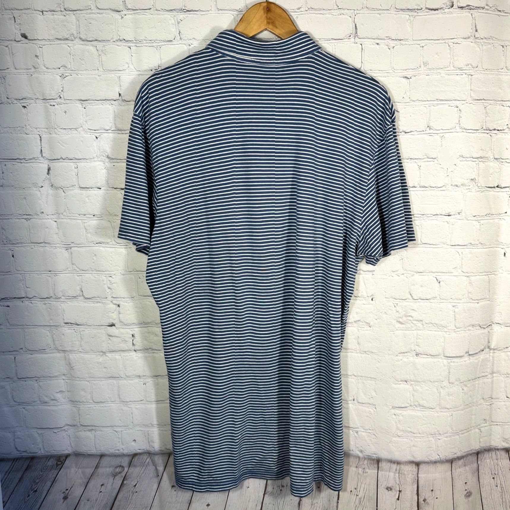 Marine Layer Marine Layer Polo Shirt Striped Blue White Supima Cotton Modal L/XL Mens Size US L / EU 52-54 / 3 - 6 Thumbnail