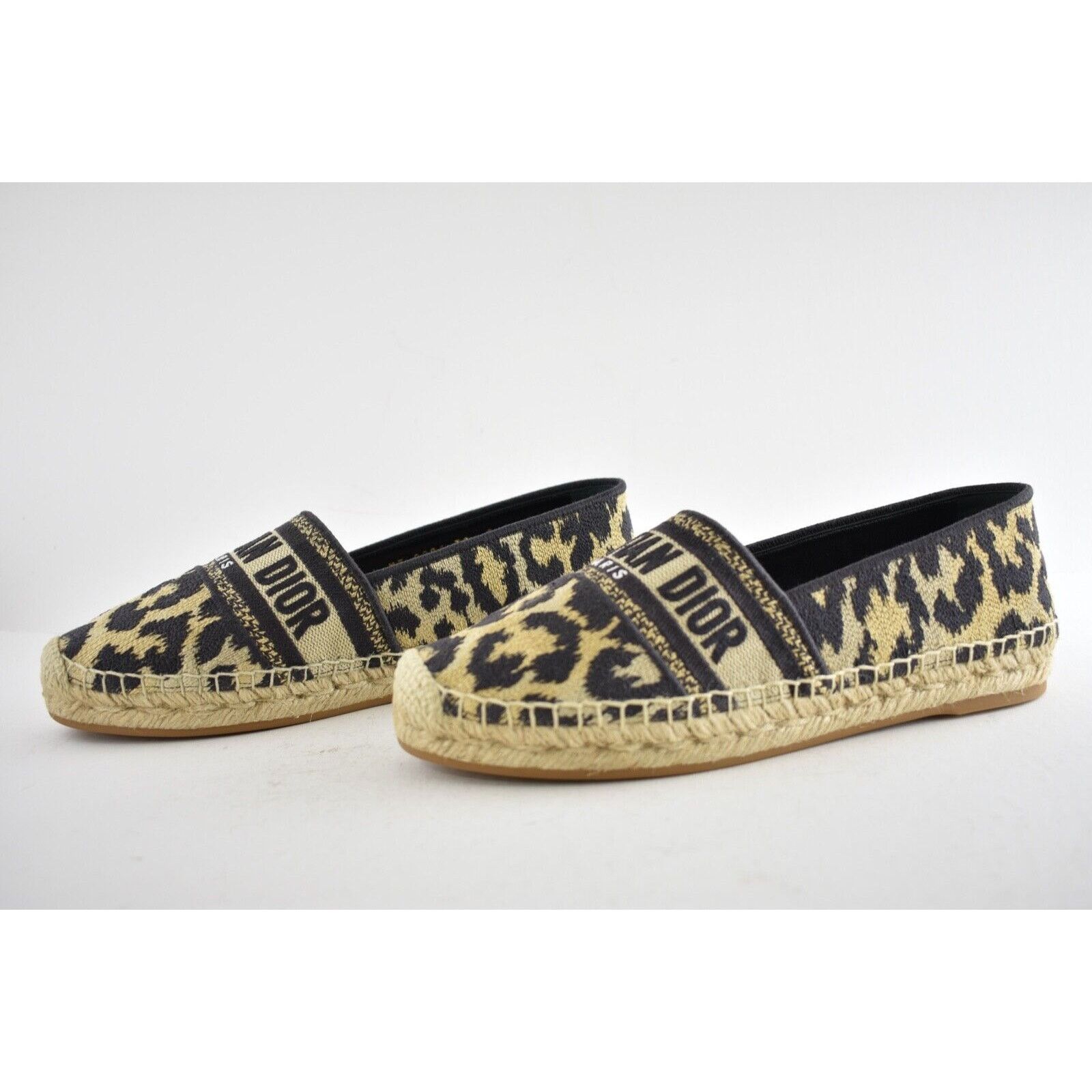 Dior Granville Leopard Logo Embroidered Espadrille Flat 39 Size US 9 / IT 39 - 10 Thumbnail